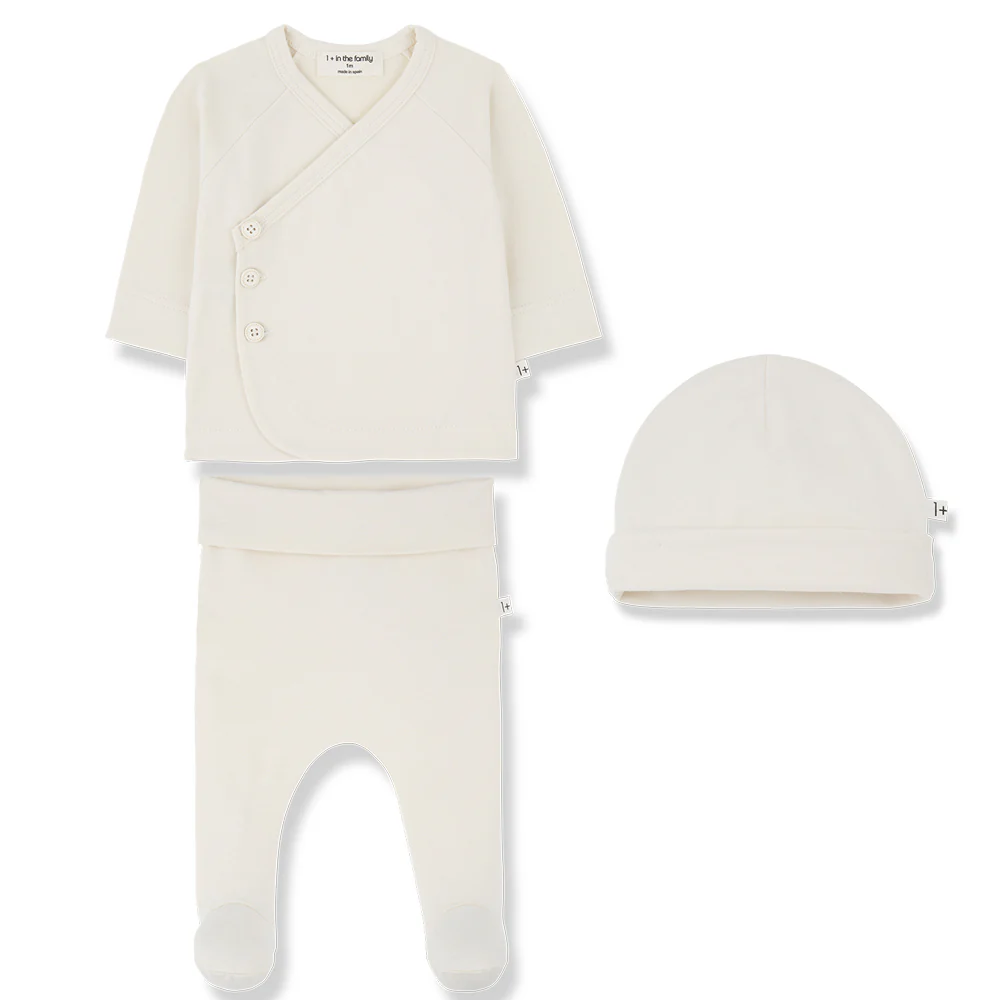 1+ in the Family Elodie/May 2PC Set with Hat - Ecru