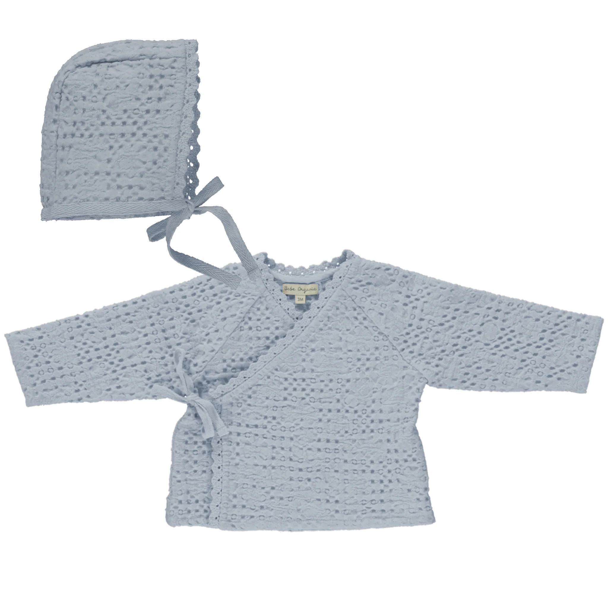 Bebe Organic Waffle Jacket & Bonnet - Sea