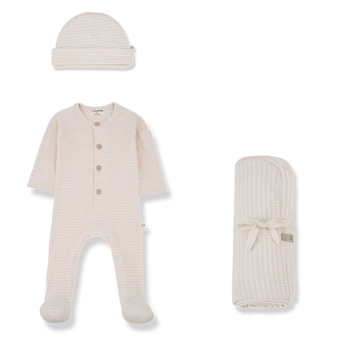 1+ in the Family Guim 3PC Layette Set - Nude