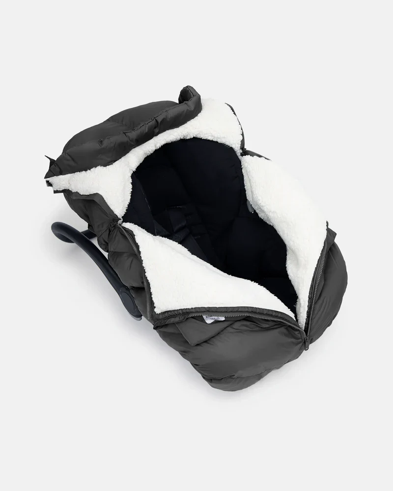 7AM Car Seat Cocoon - Black Oslo Plush - Image 3
