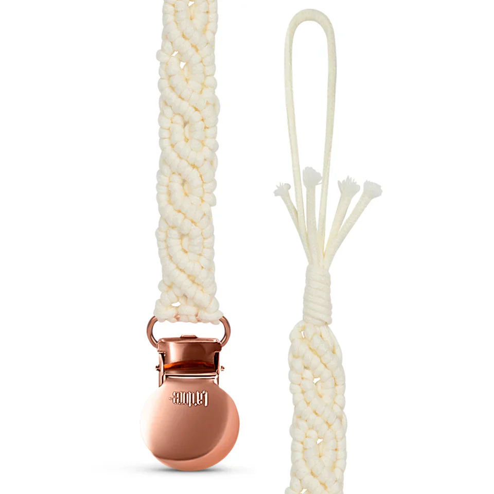 Adora Iris Macrame Pacifier Clip - Rose Gold - Image 2