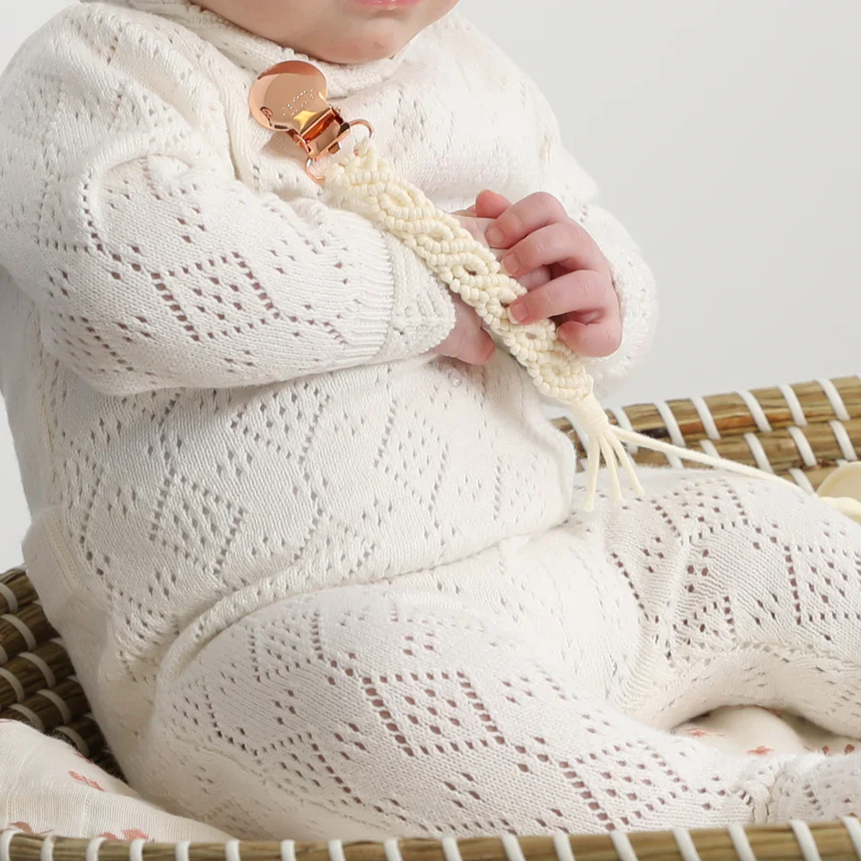 Adora Iris Macrame Pacifier Clip - Rose Gold - Image 3