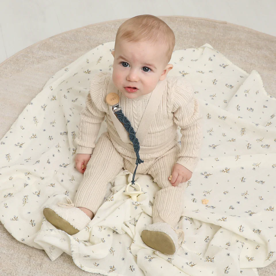 Adora Ivy Macrame Pacifier Clip - Denim - Image 2