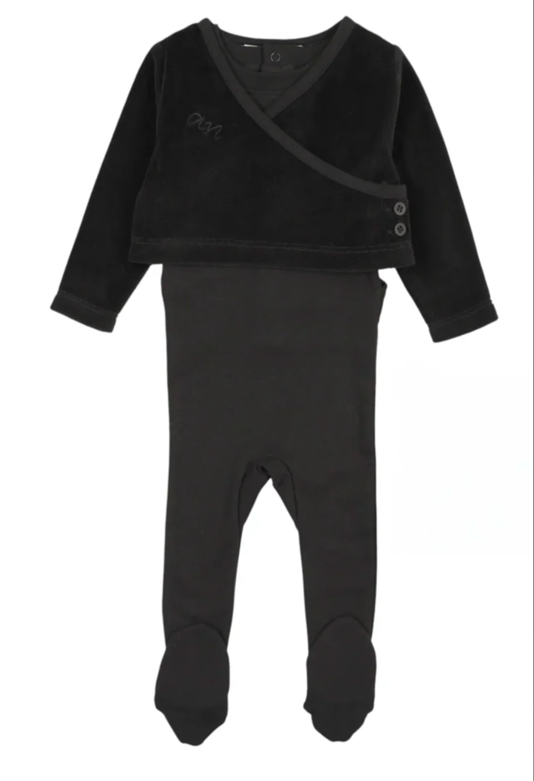 Ann Of Nan Black Footie With Velour Wrap