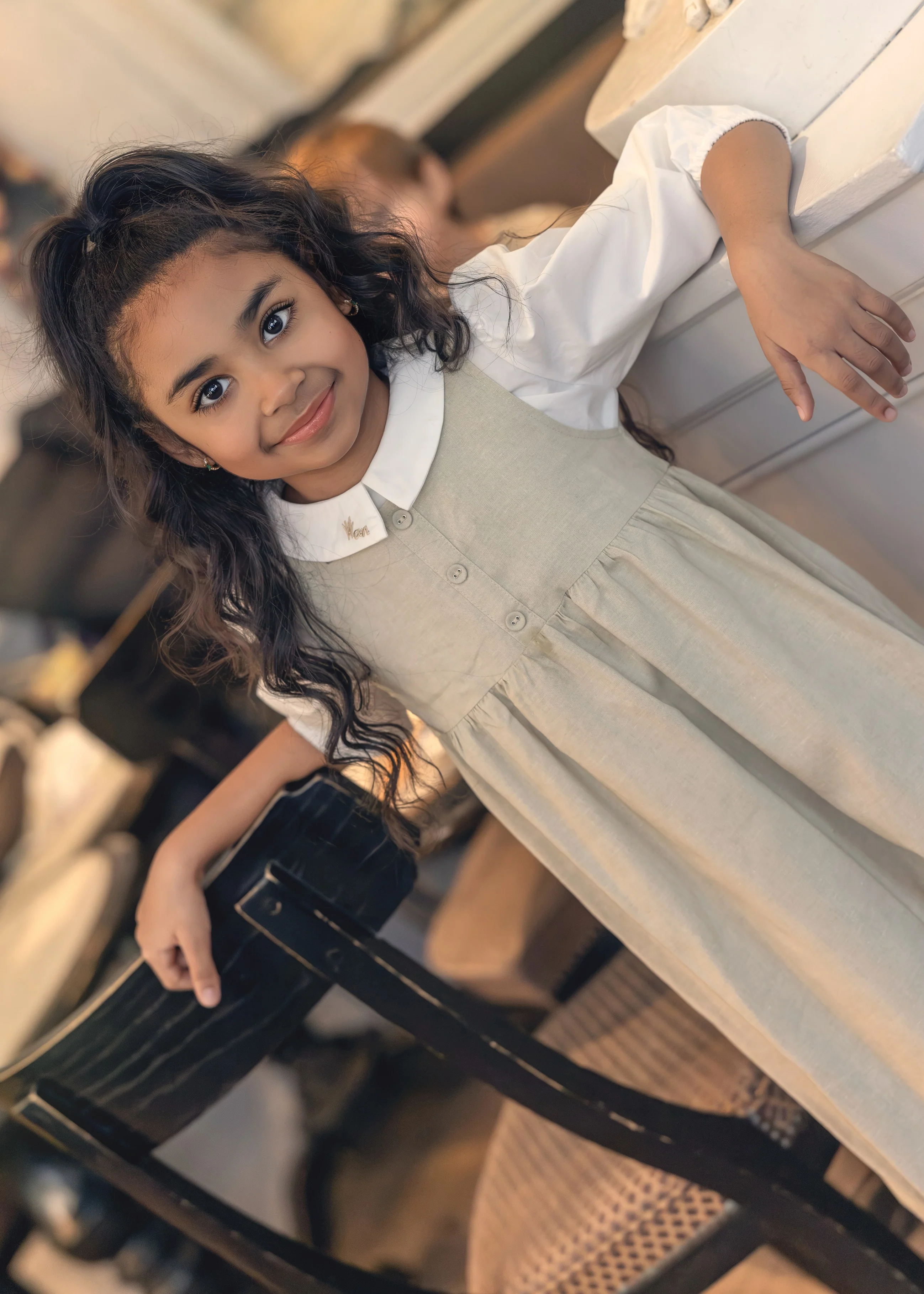 Ann Of Nan Oak Girls Maxi Cloak & SHIRT SET- Slate - Image 4