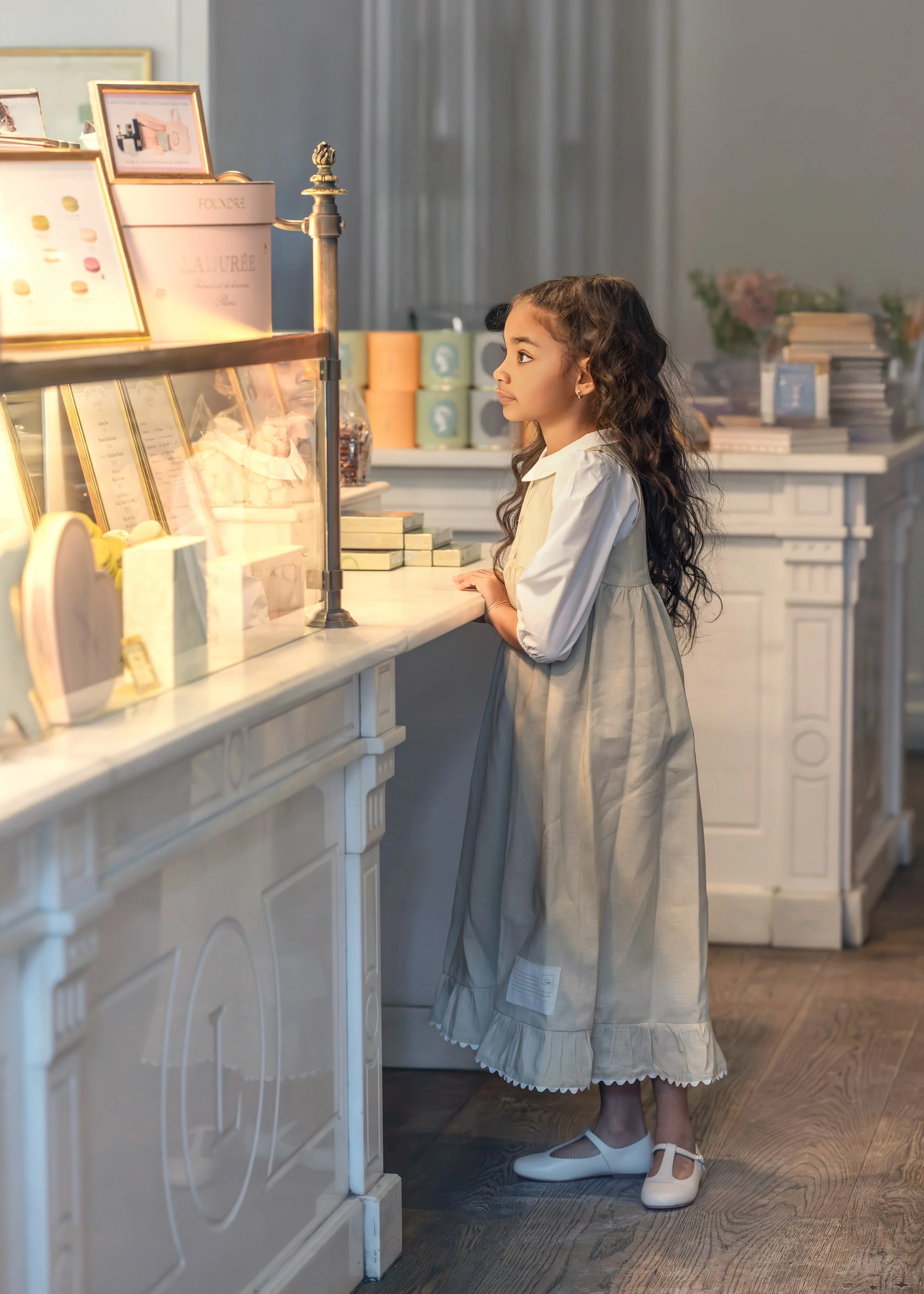 Ann Of Nan Oak Girls Maxi Cloak & SHIRT SET- Slate - Image 5