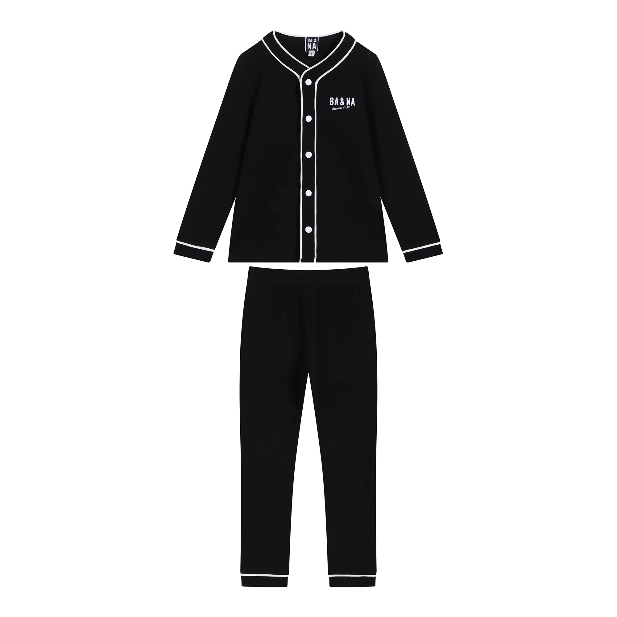 Ba & Na Black piped 2 pic set White