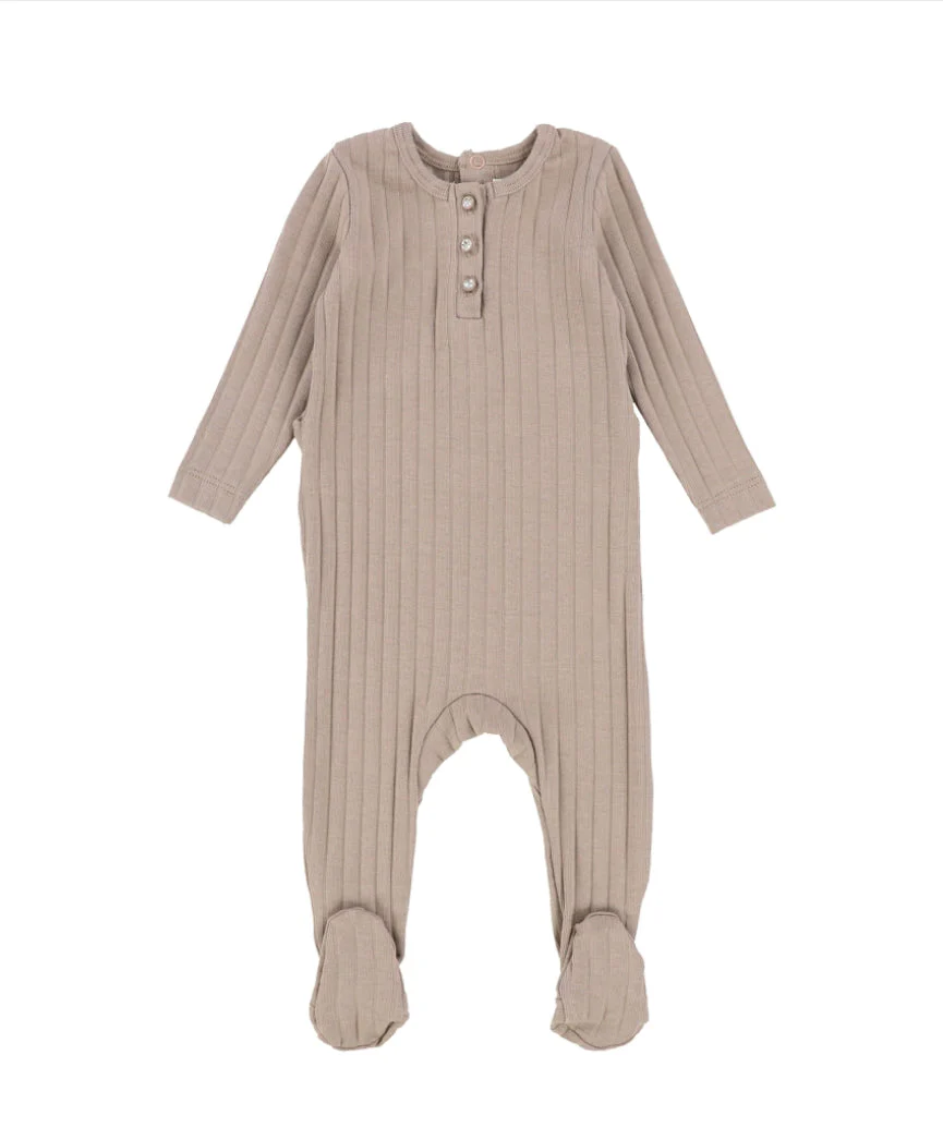 Baby Rhinestone Footie-Taupe