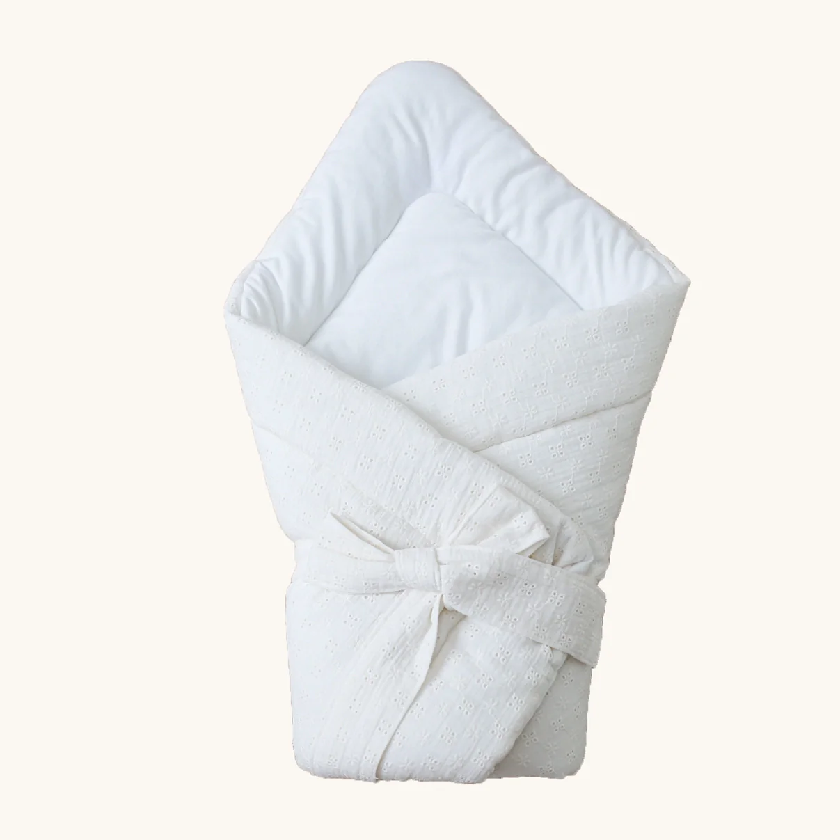 Babyly Embroidered Baby Wrap - Ecru - Image 2
