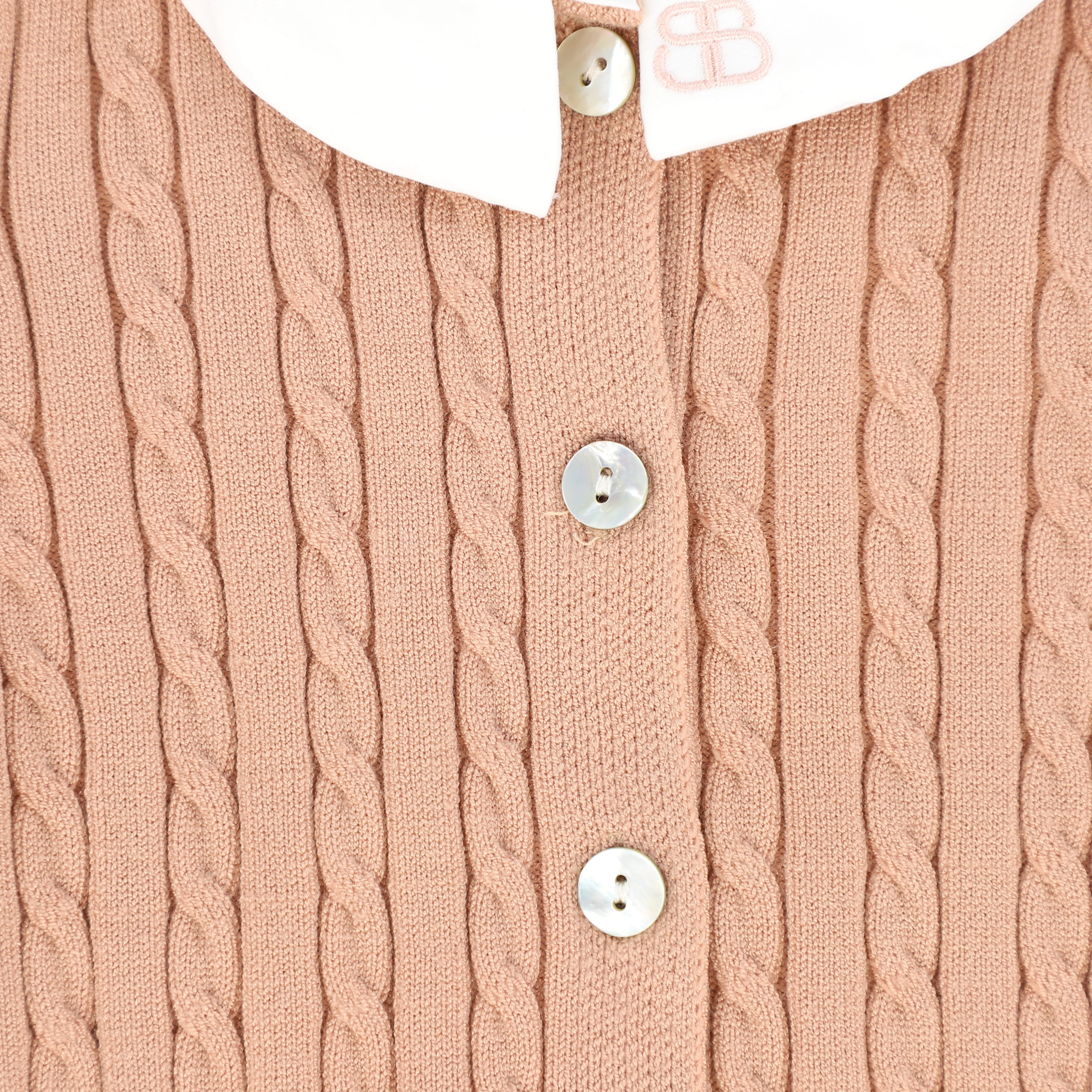 Bamboo Cable Knit Collar Romper - Pink - Image 2