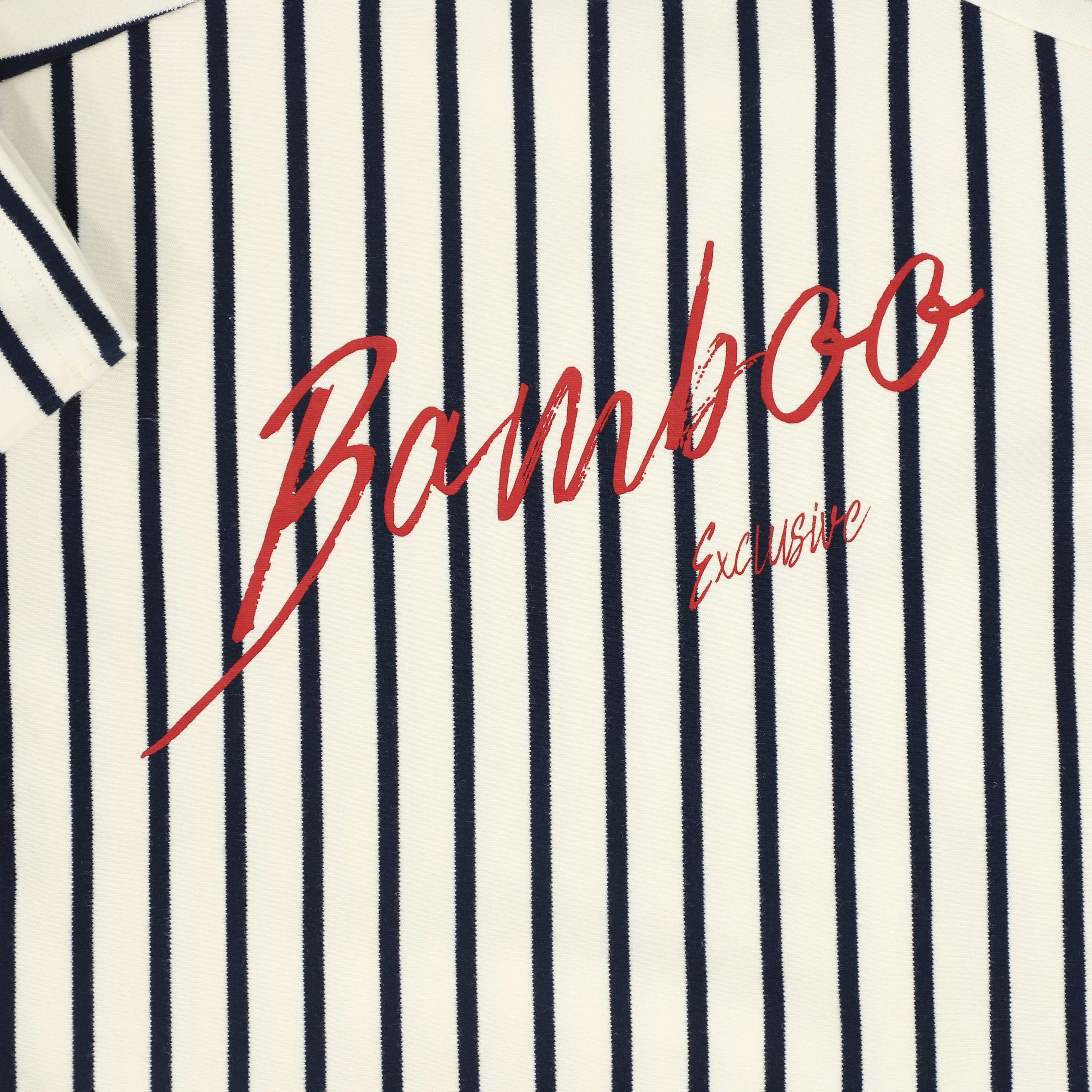 Bamboo Script Striped T-shirt Dress - Navy - Image 3
