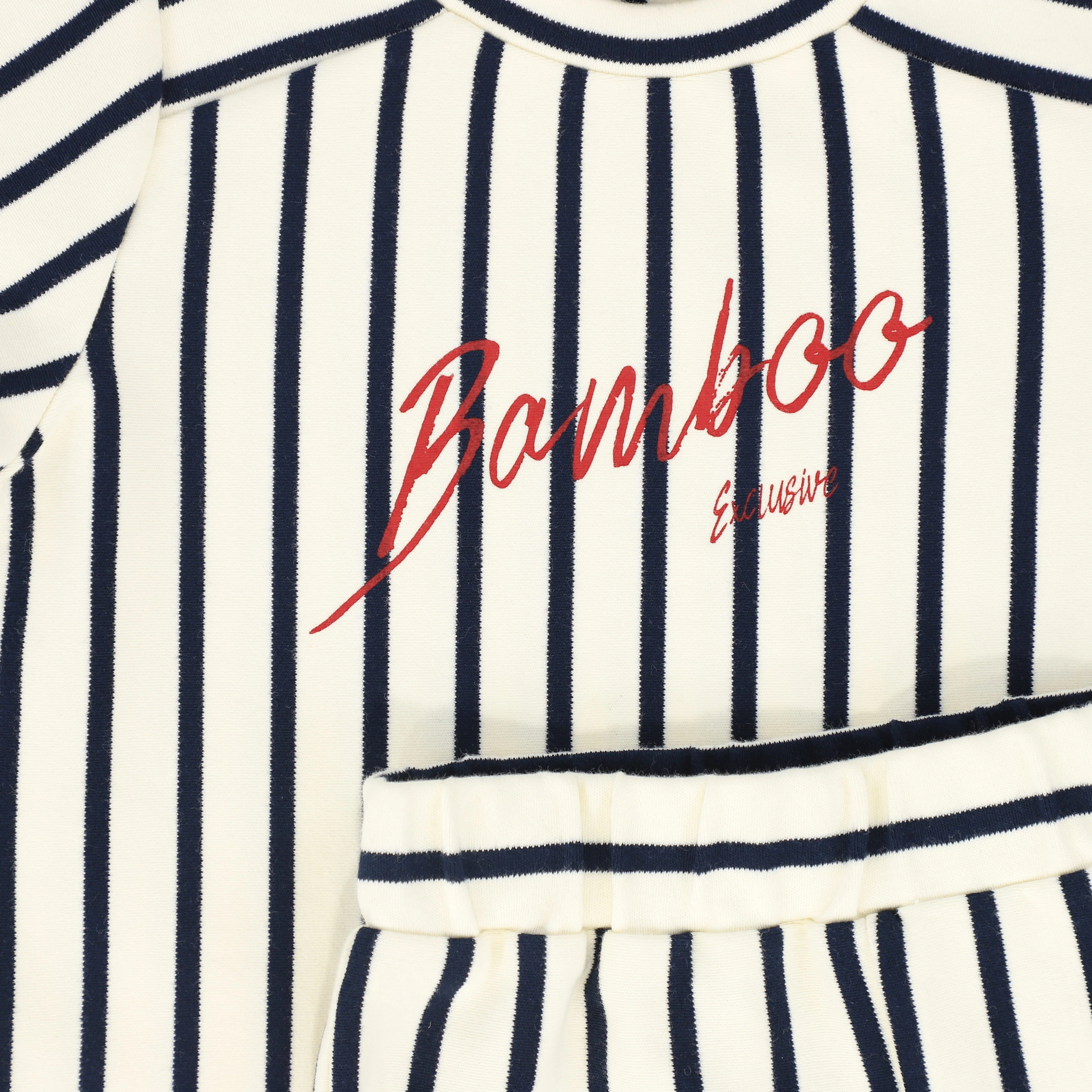 Bamboo Script Striped T-shirt Set - Navy - Image 3