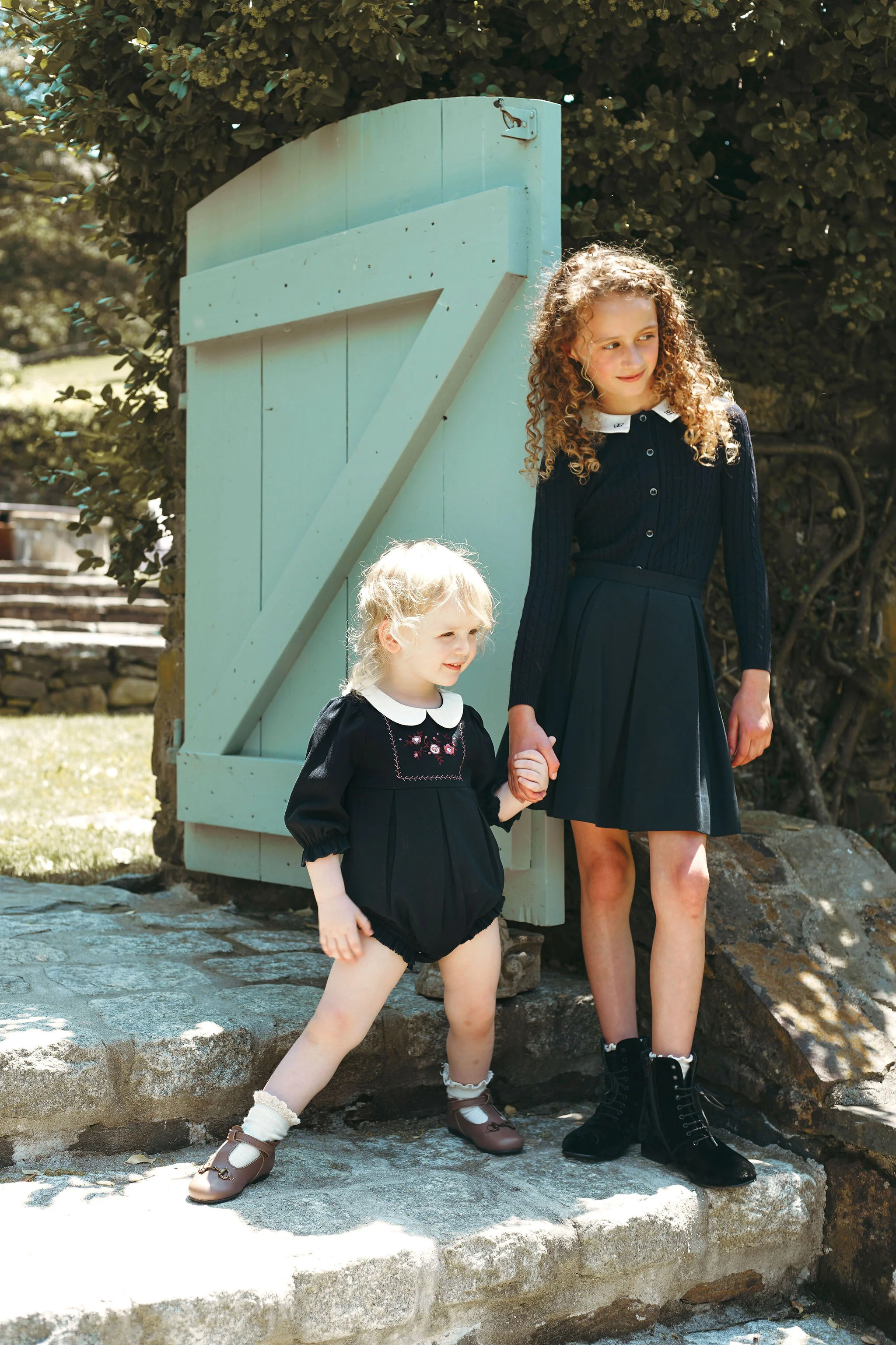Bamboo Wool Embroidered Dress - Navy - Image 2