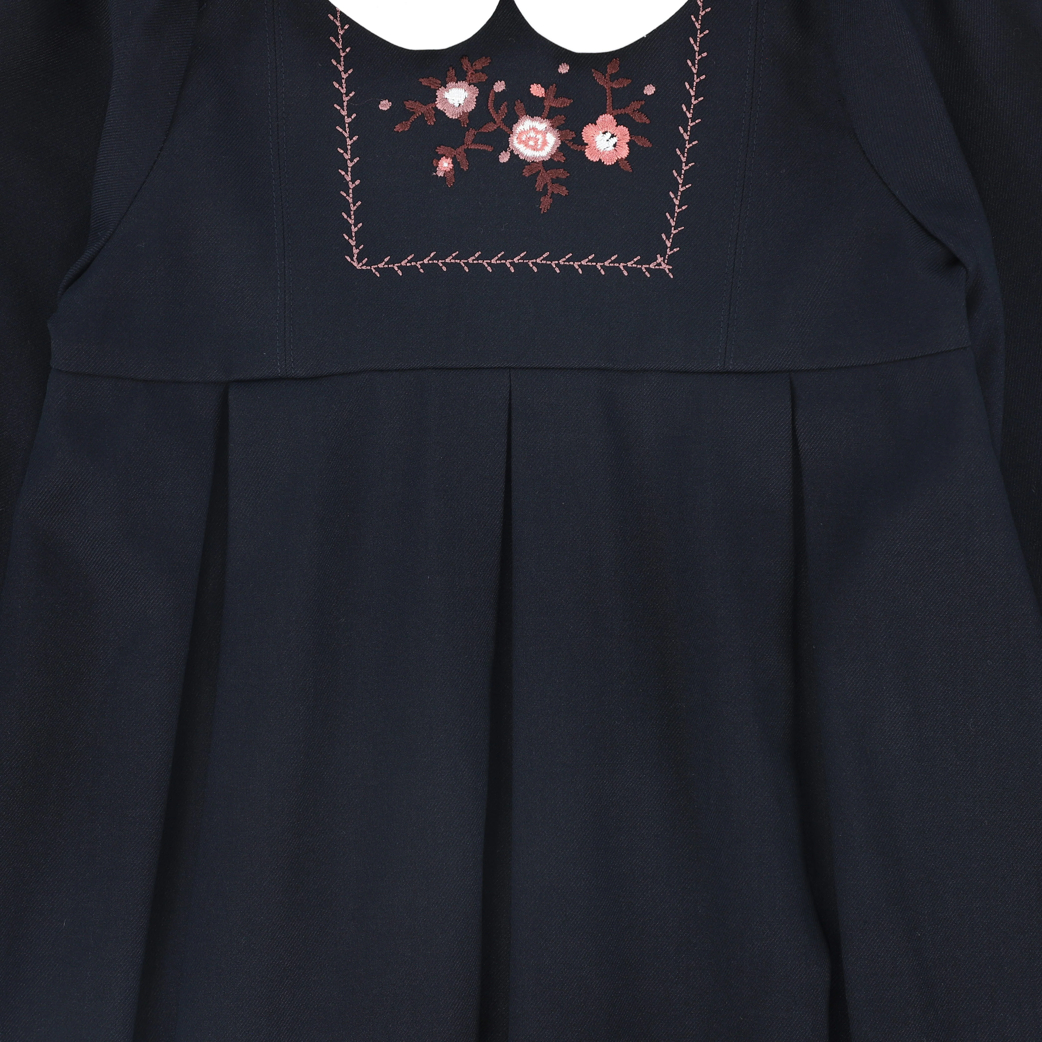 Bamboo Wool Embroidered Dress - Navy - Image 4