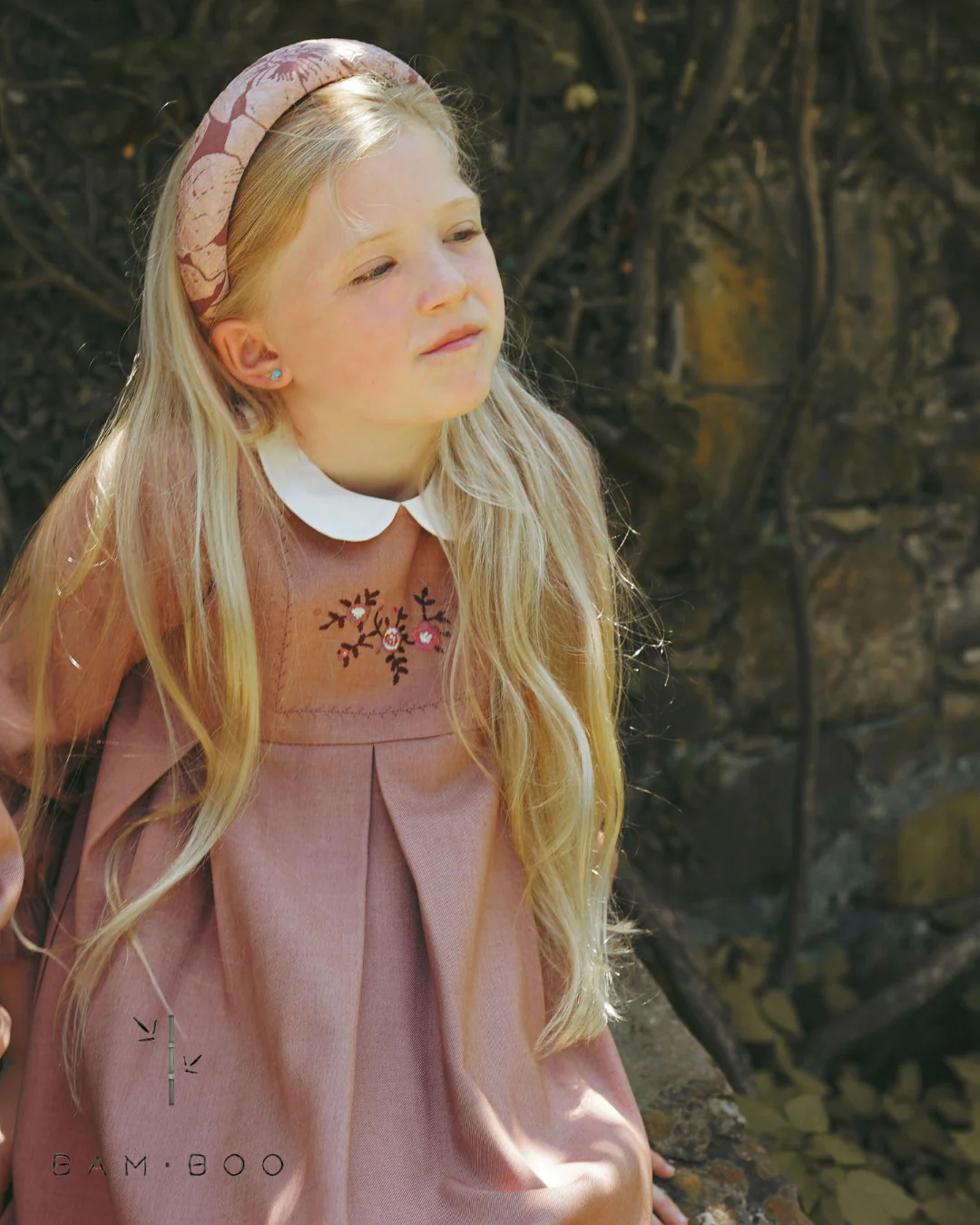 Bamboo Wool Embroidered Dress - Pink - Image 2