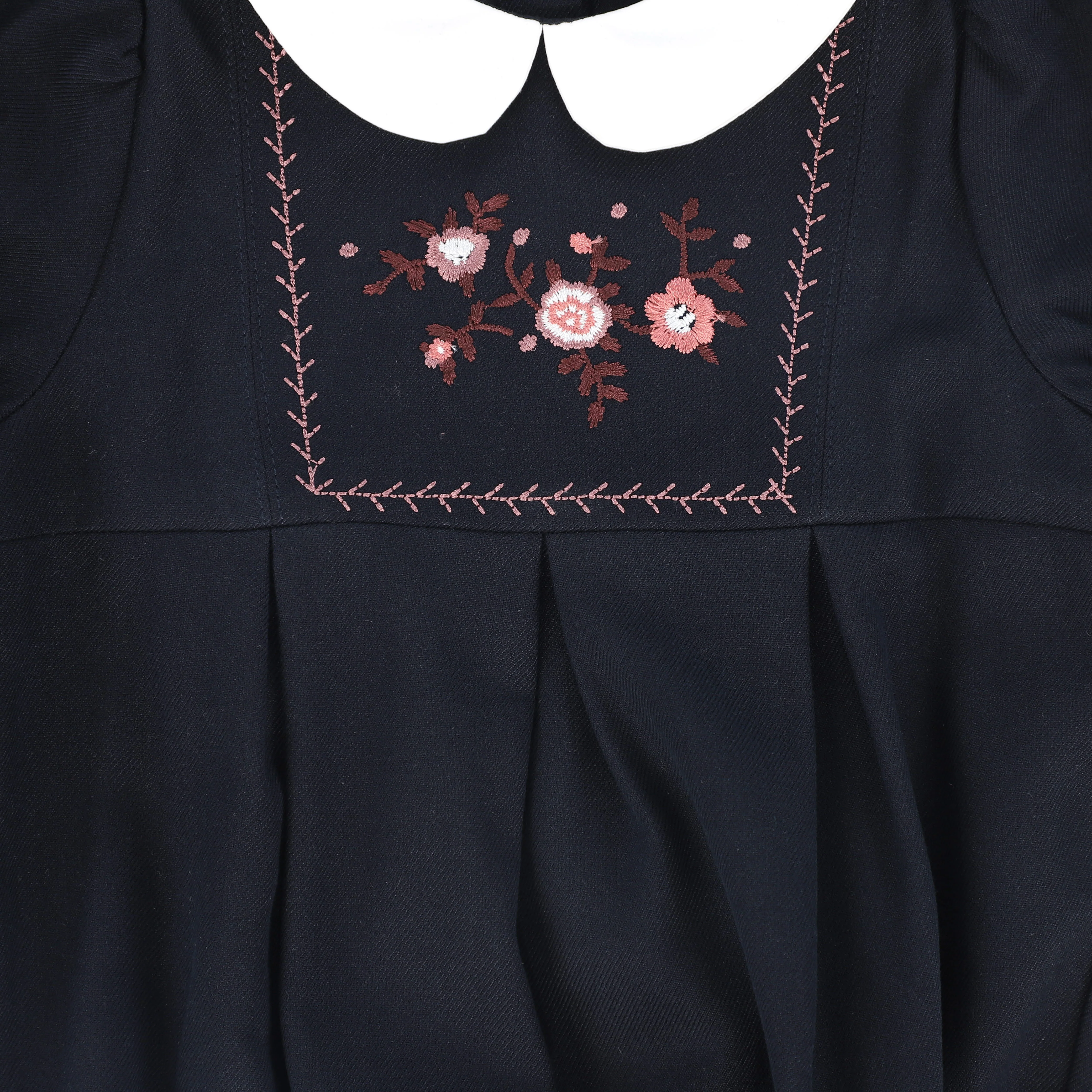 Bamboo Wool Embroidered Romper - Navy - Image 4