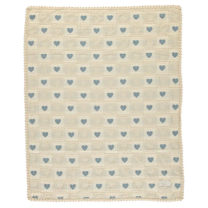 Bebe Organic Heart Blanket - Blue Patchwork - Image 2