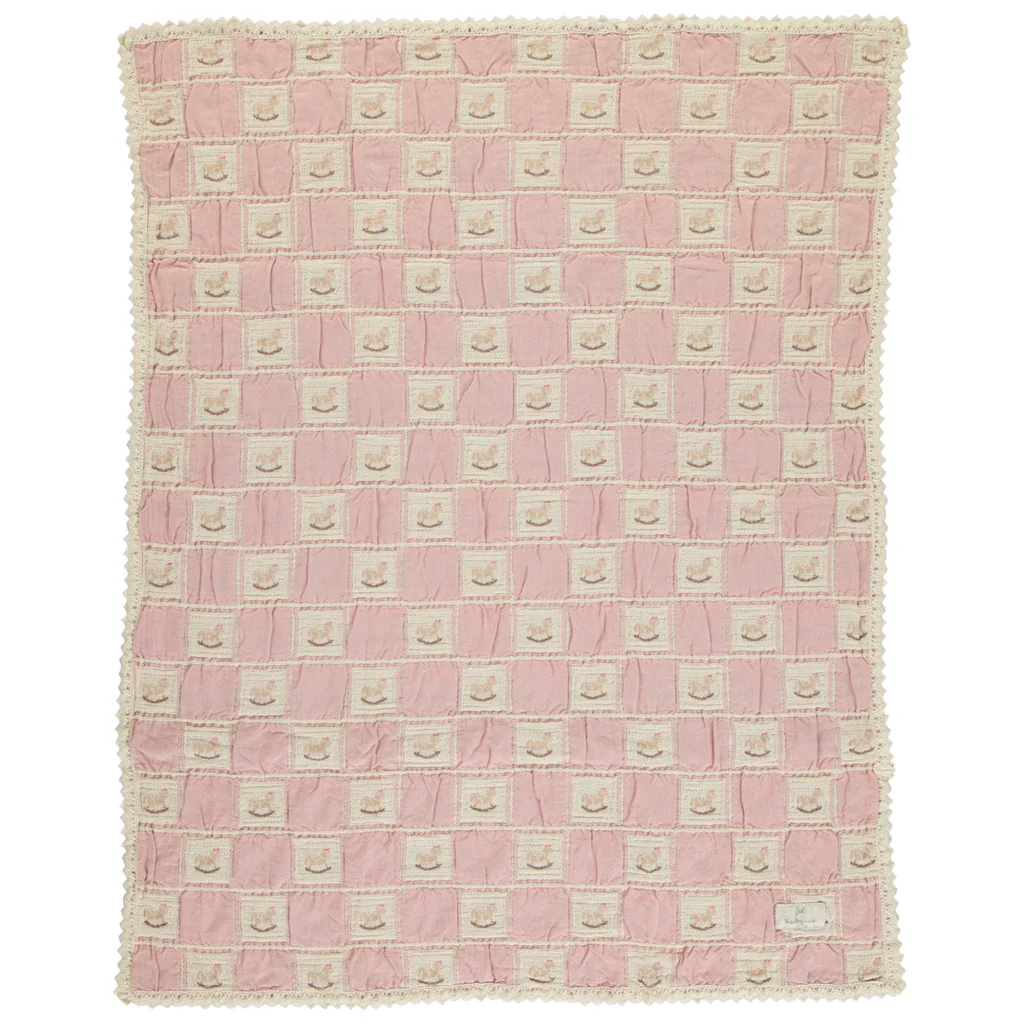 Bebe Organic Rocking Horse Patchwork Blanket - Mauve Horse - Image 3
