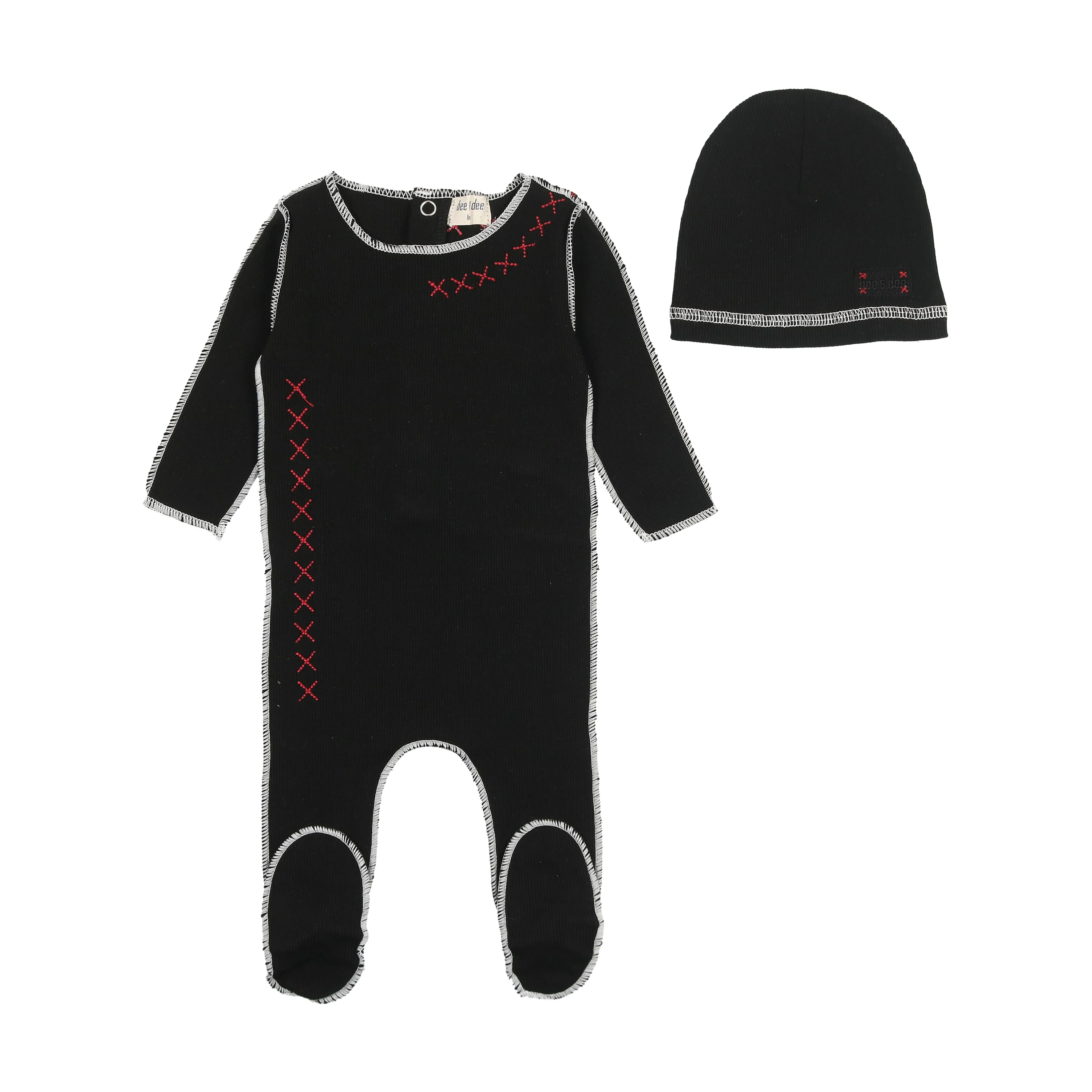 Bee And Dee Basic Contrast Footie & Beanie - Ebony