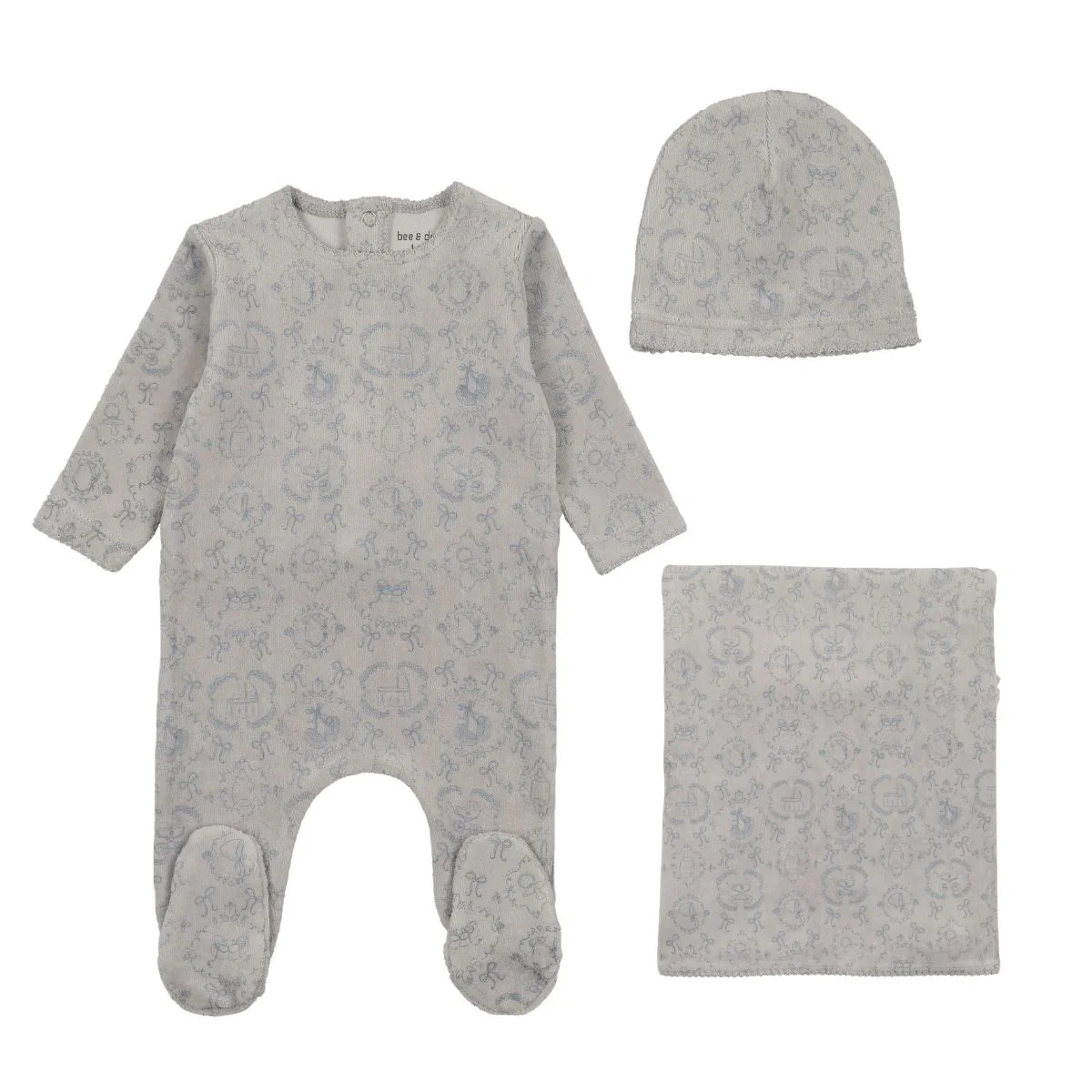Bee & Dee Babyland Toile Layette Set - Blue Cloud
