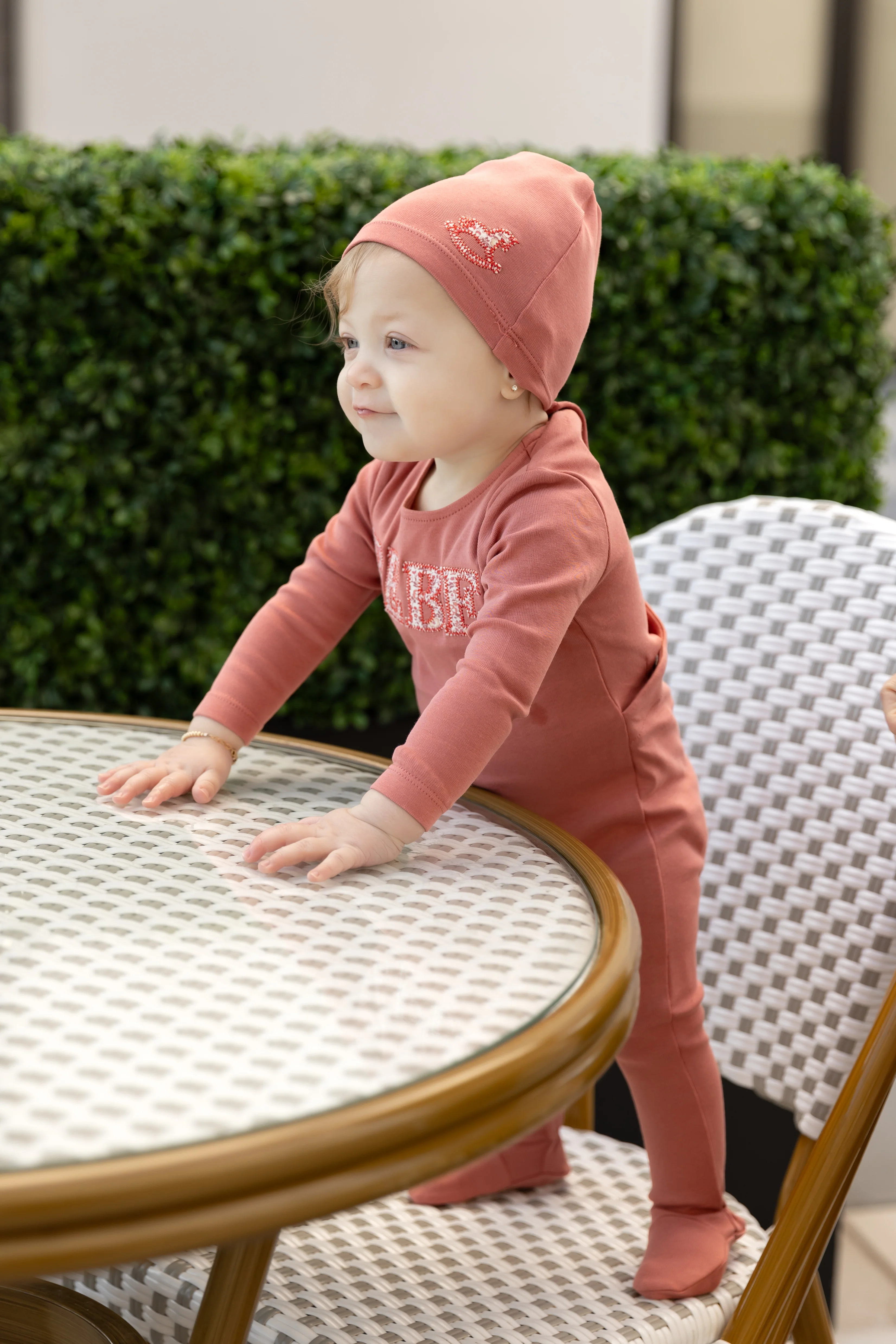 Bee & Dee Bebe Ditsy Footie & Beanie - Petal - Image 2