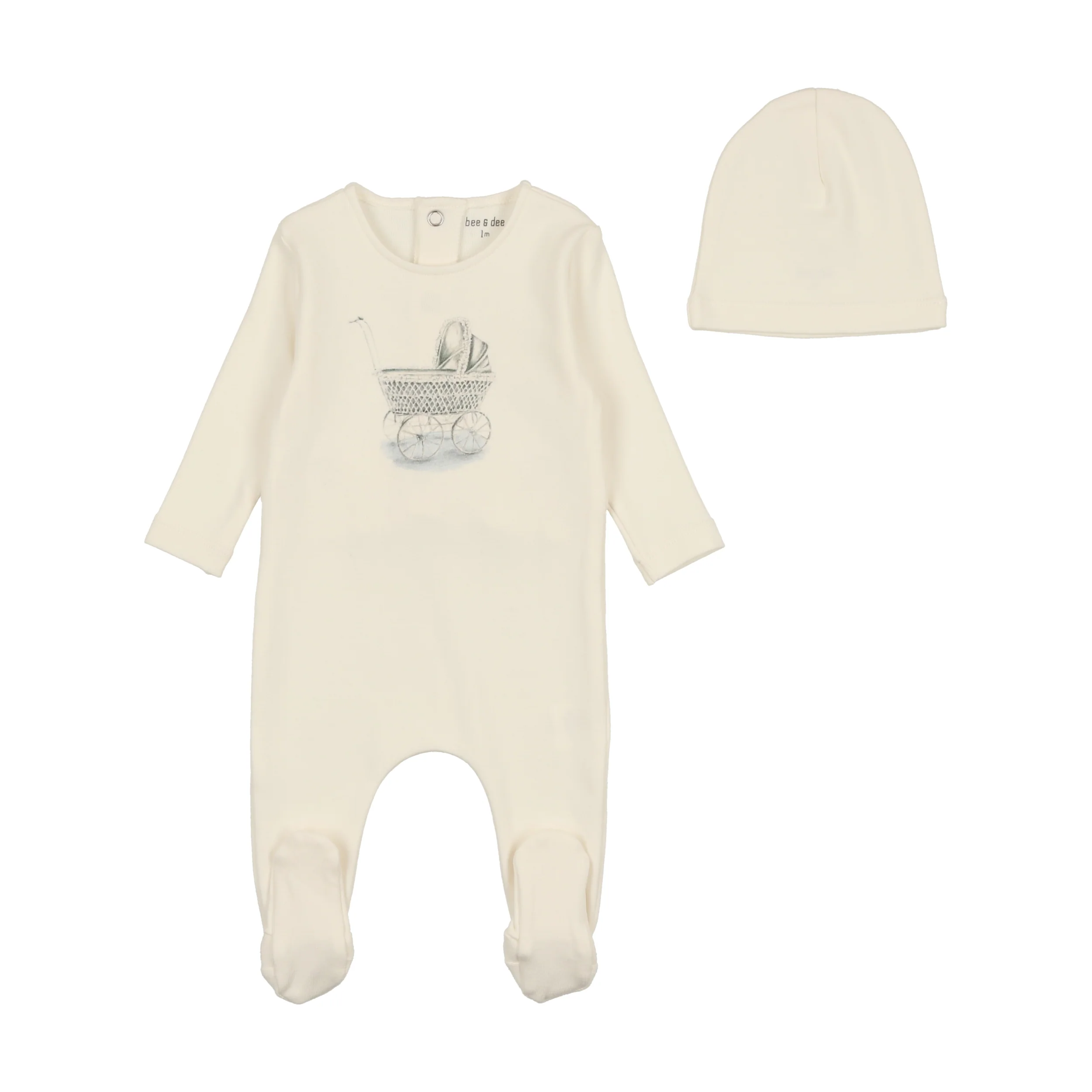 Bee & Dee Center Print Carriage Footie/Bonnet - Snow White  Boys