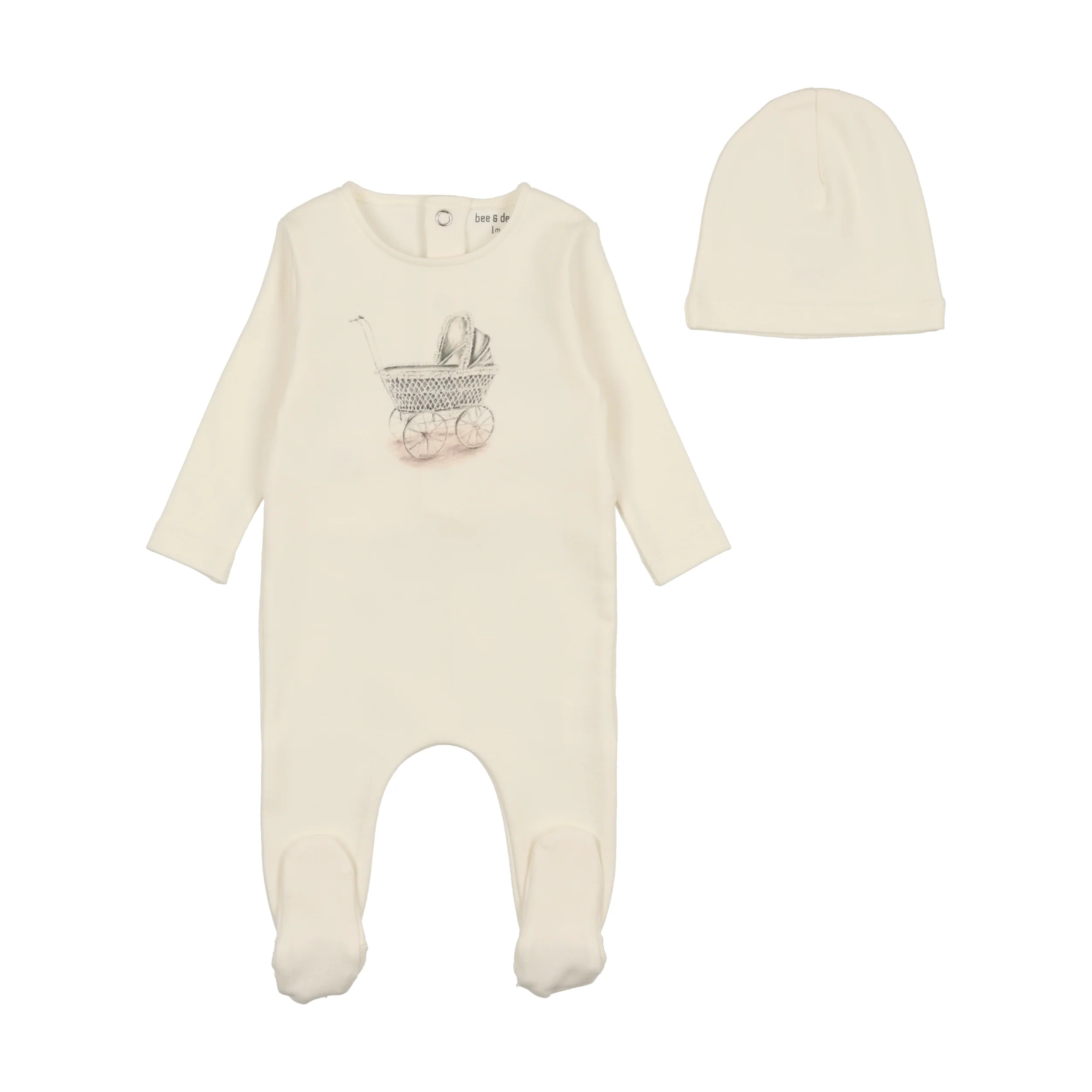 Bee & Dee Center Print Carriage Footie/Bonnet - Snow White  Girls