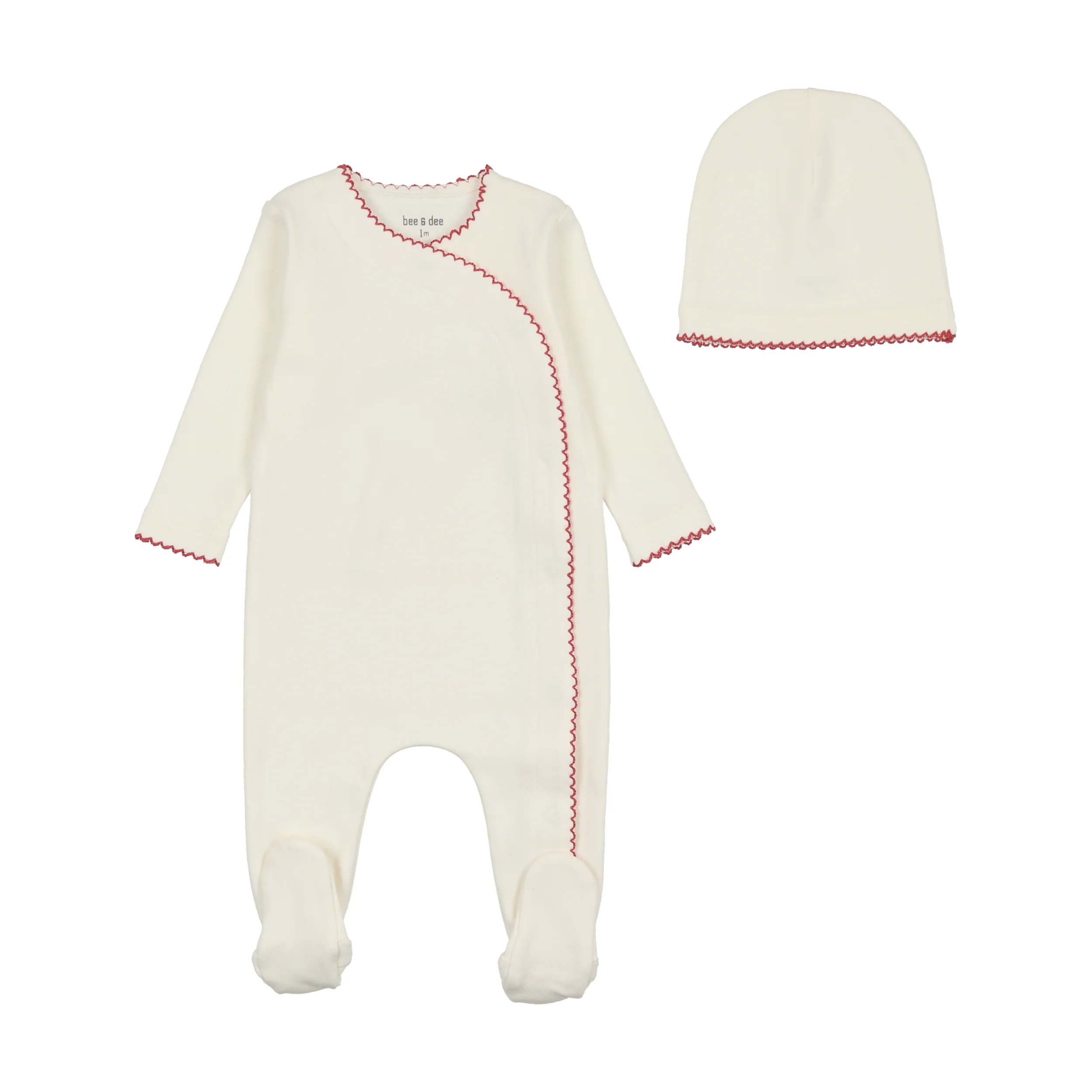 Bee & Dee Color Stitch Wrap Footie/Beanie-White Girls