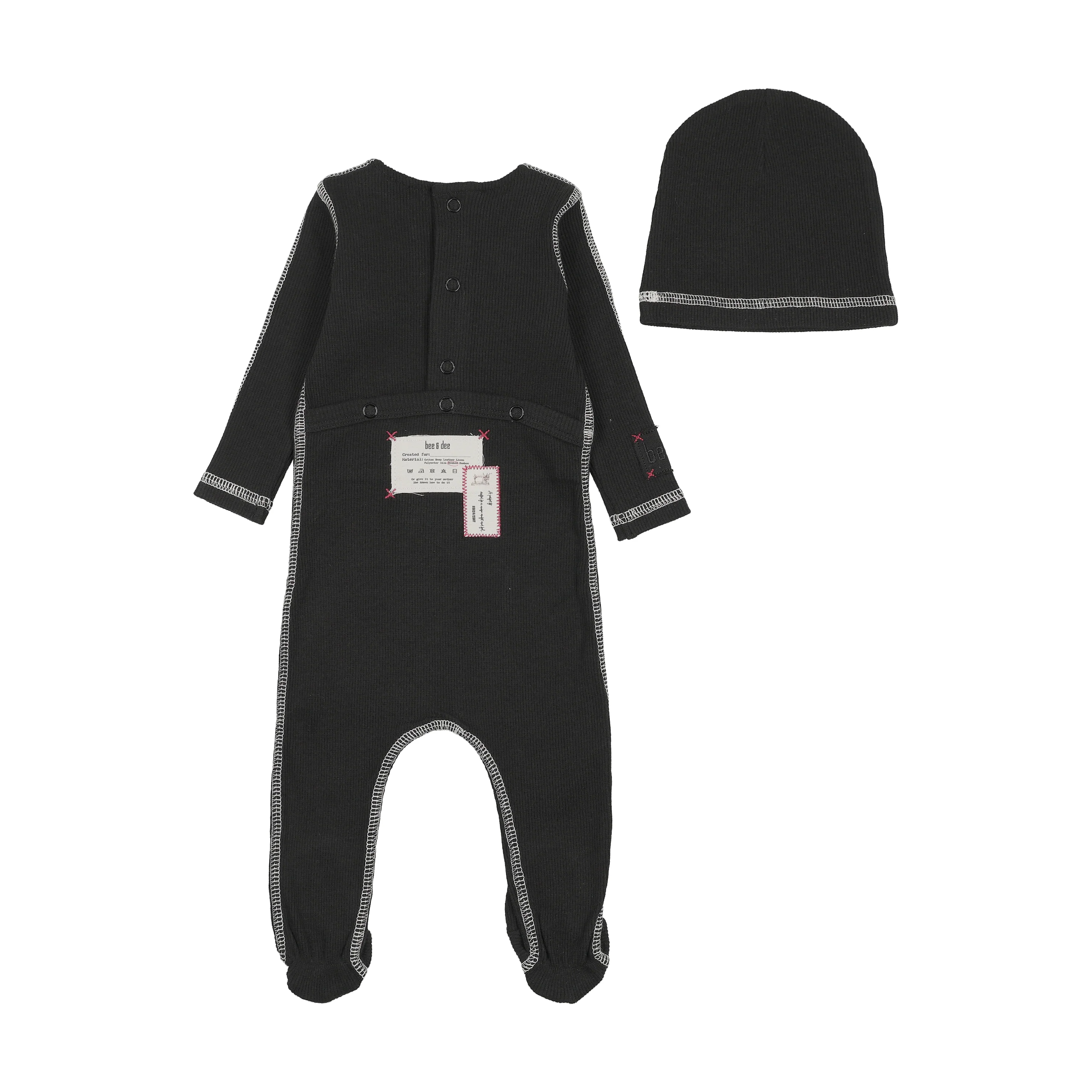 Bee & Dee Contrast Footie And Beanie - Black - Image 2