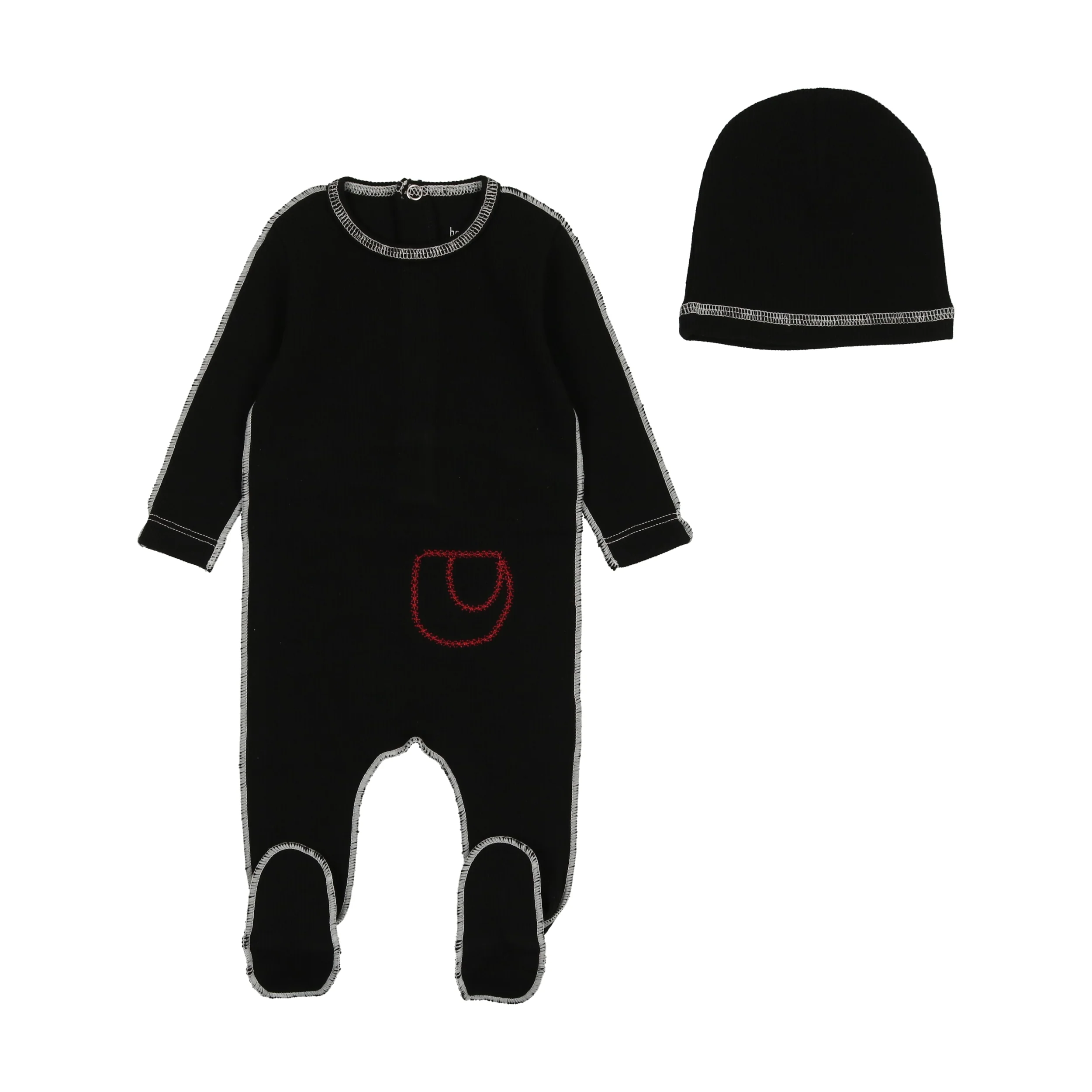 Bee & Dee Contrast Ribbed Footie/Beanie-Black Contrast