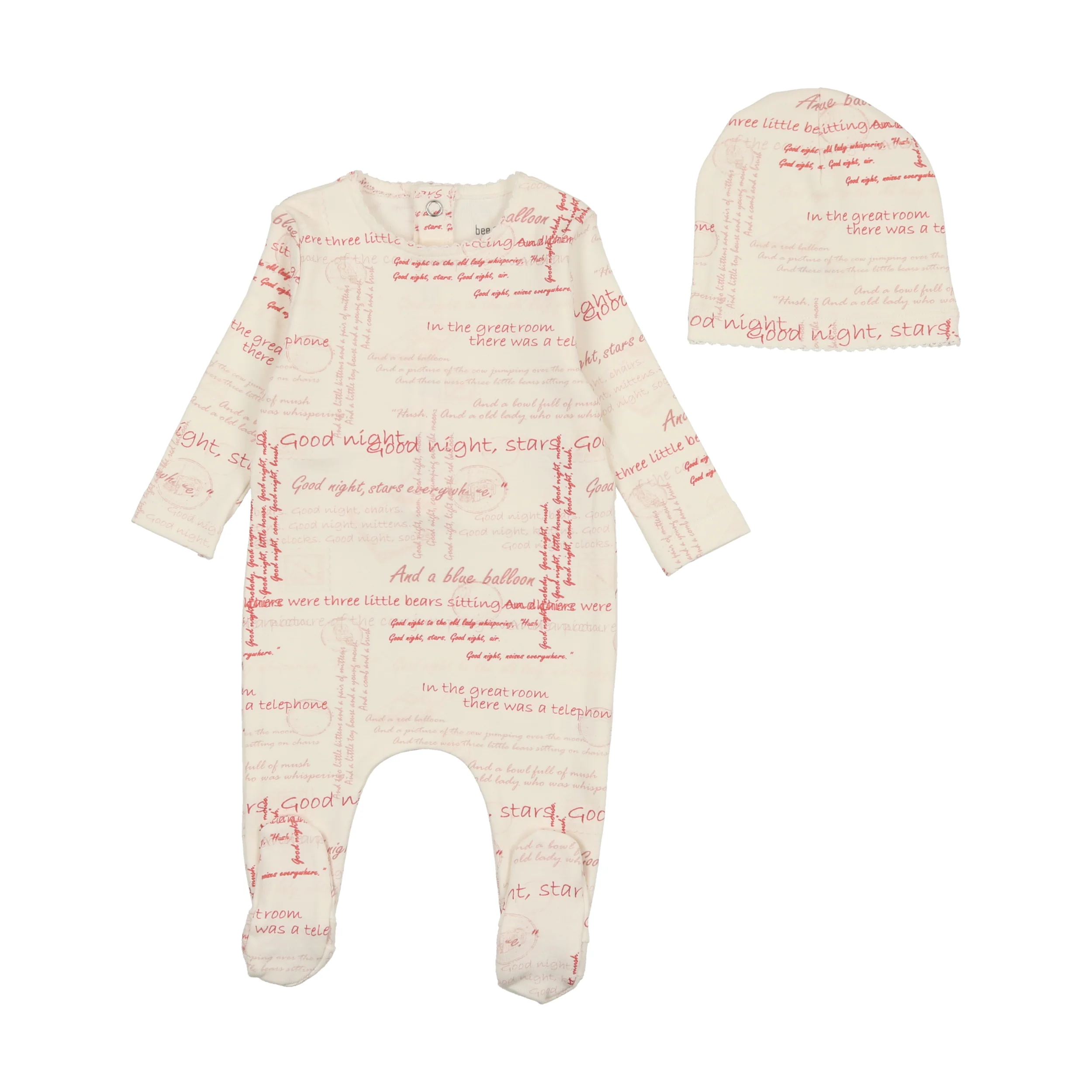 Bee & Dee Script Print Footie/Beanie-Girls Print