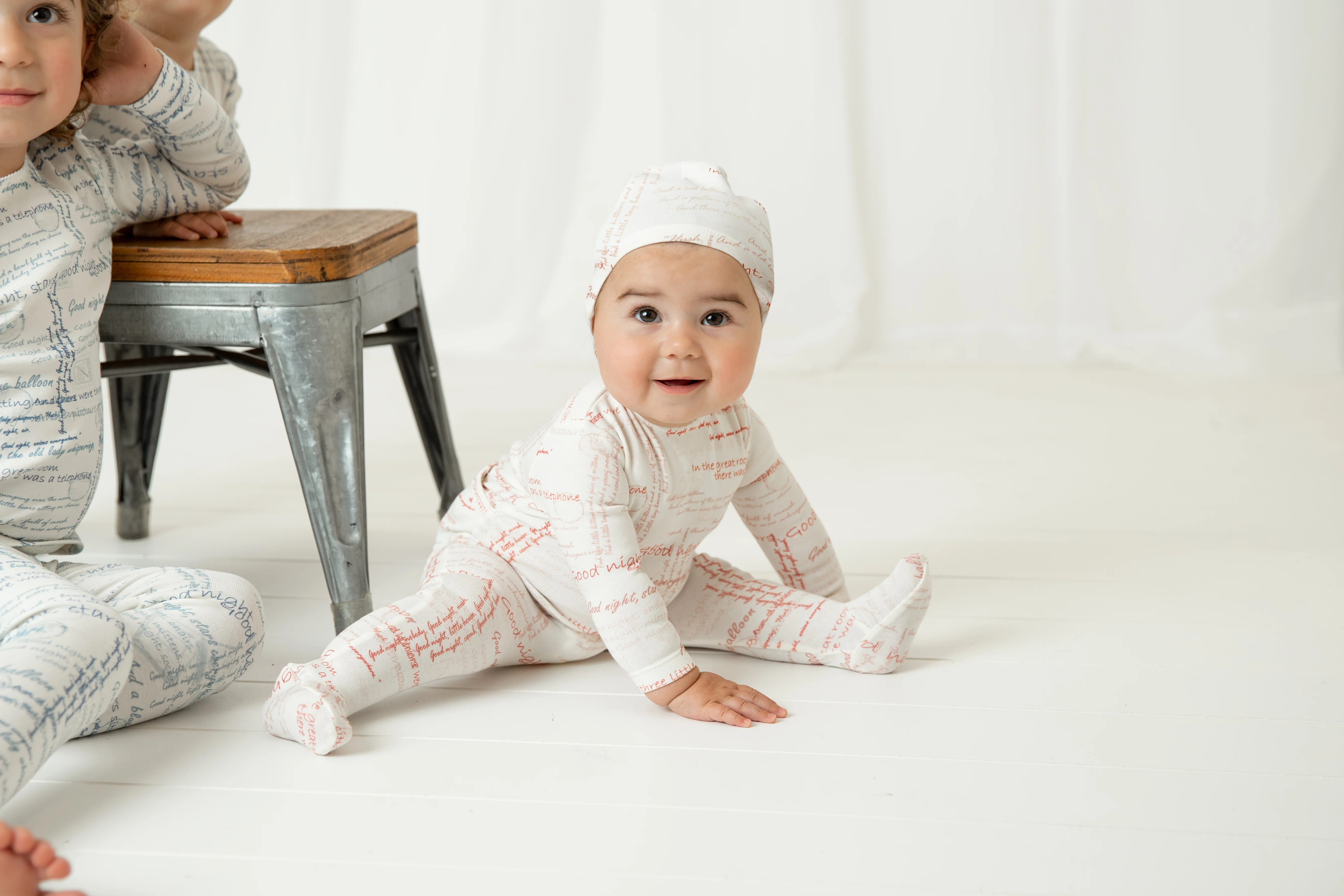 Bee & Dee Script Print Footie/Beanie-Girls Print - Image 2