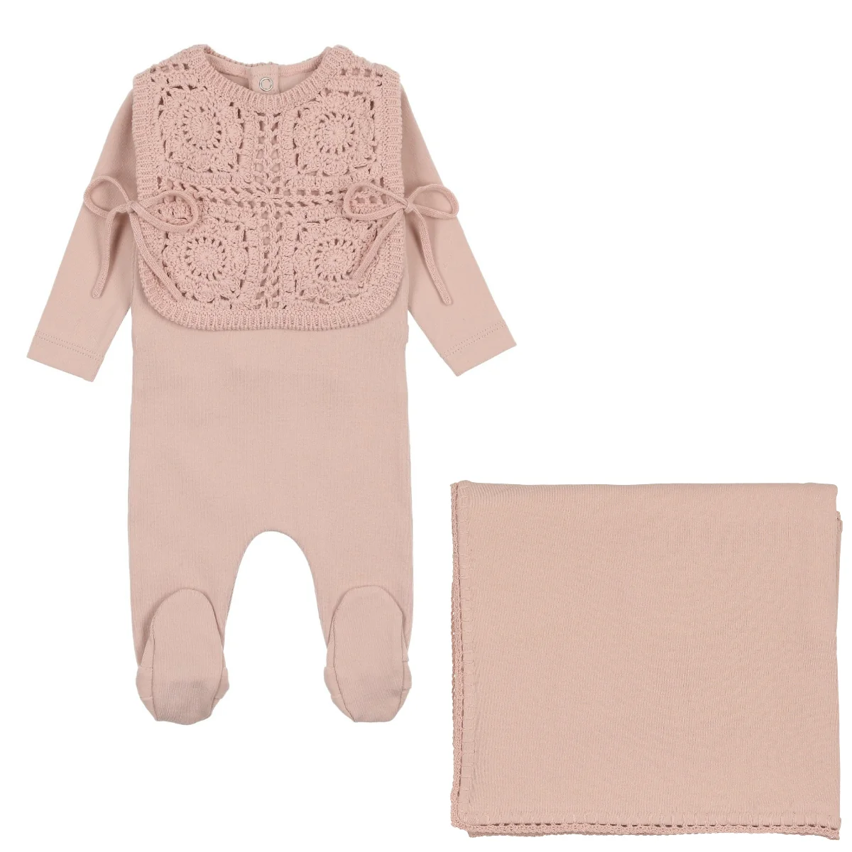 Bee & Dee Crochet Pullover Vest 3PC Set - Mauve