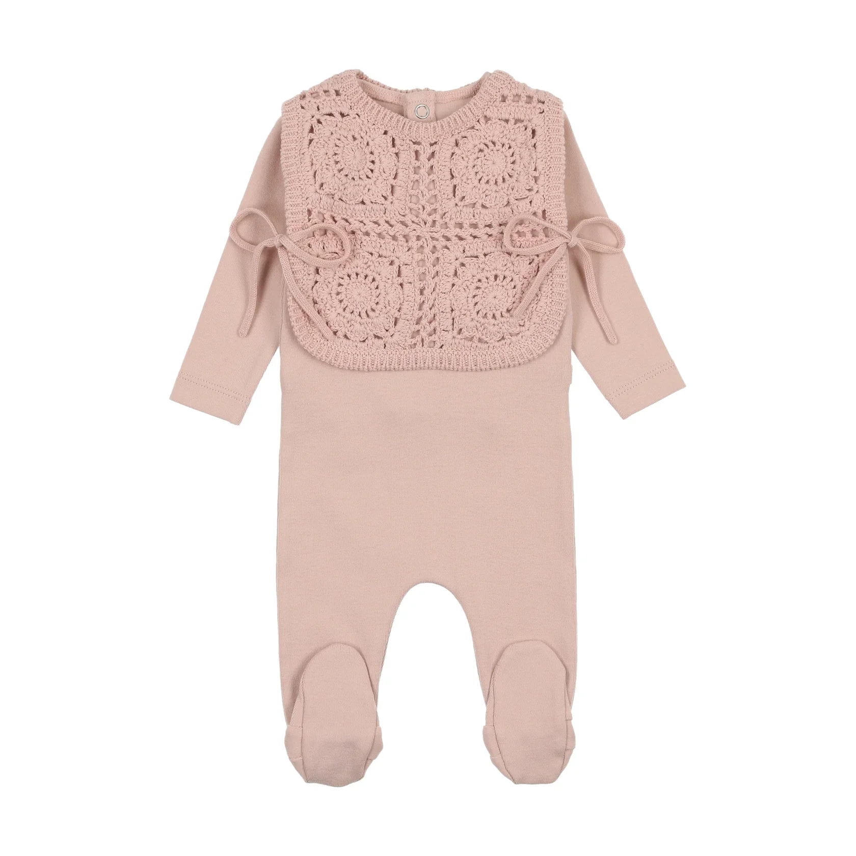 Bee & Dee Crochet Pullover Vest Footie & Bonnet - Mauve