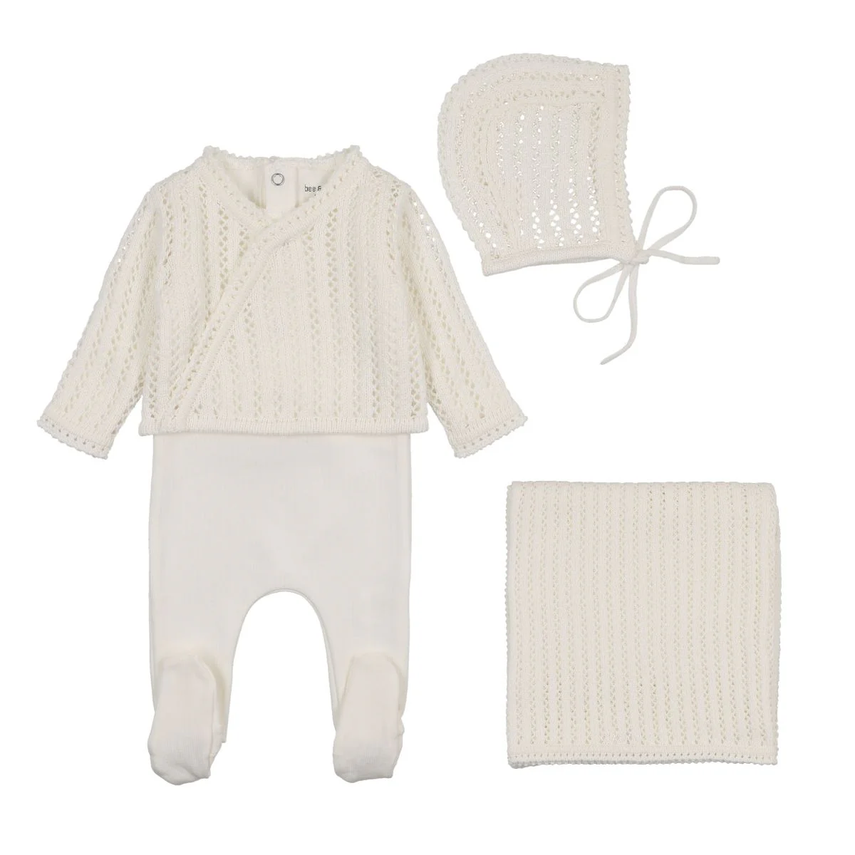 Bee & Dee Dainty Sweater Layette Set - Chalk White