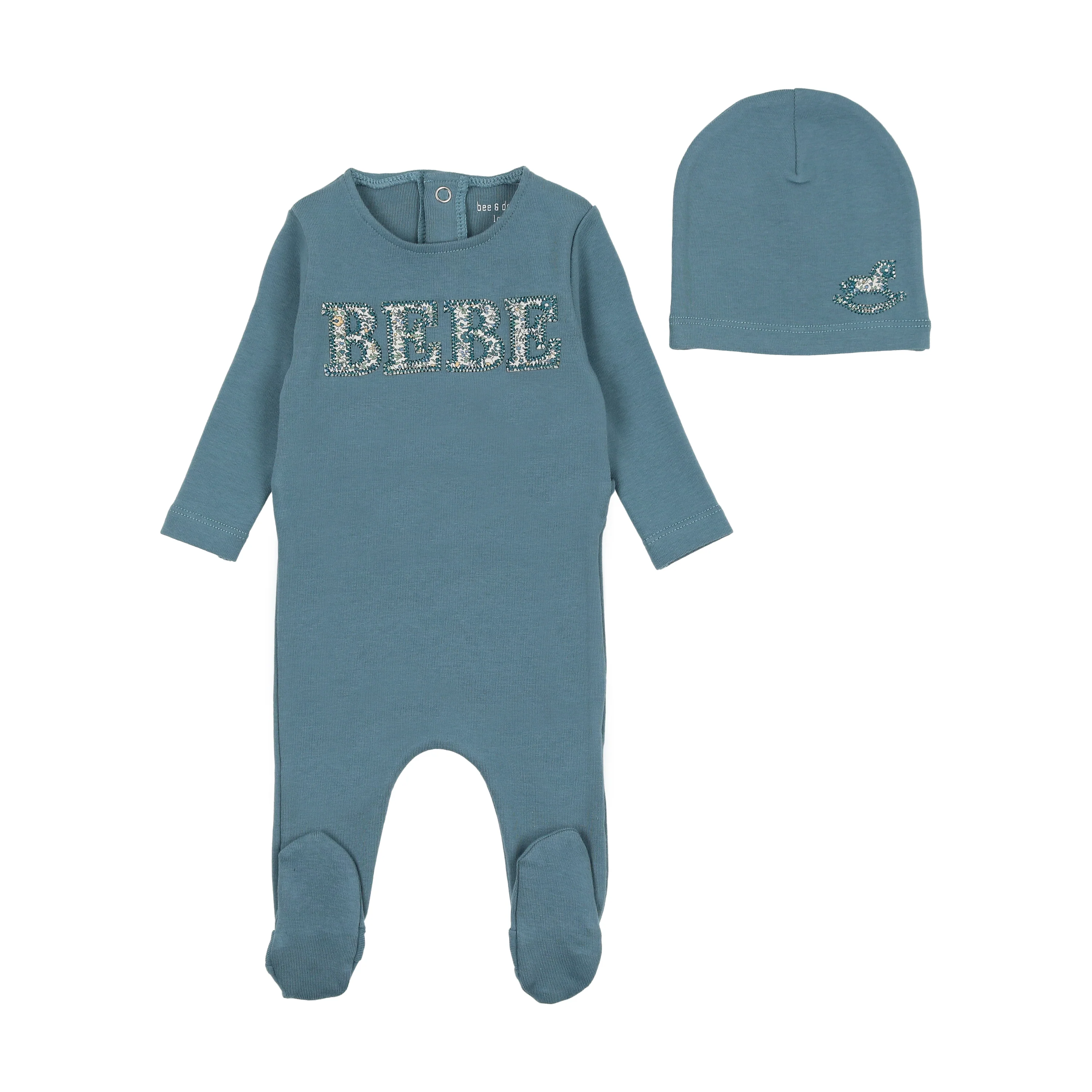 Bee & Dee Bebe Ditsy Footie & Beanie - Deep Marine
