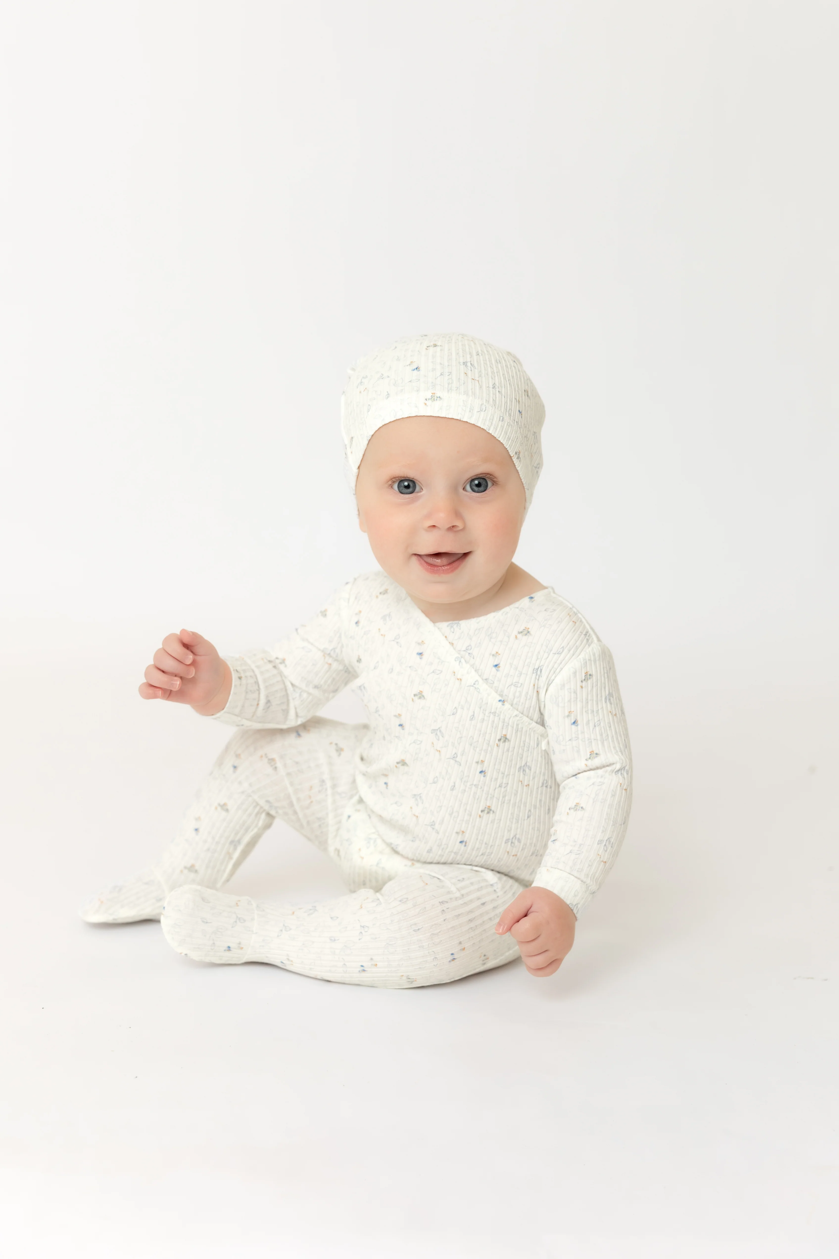 Bee & Dee Geese Wide Ribbed Footie And Beanie - Chalk White Boys - Image 2