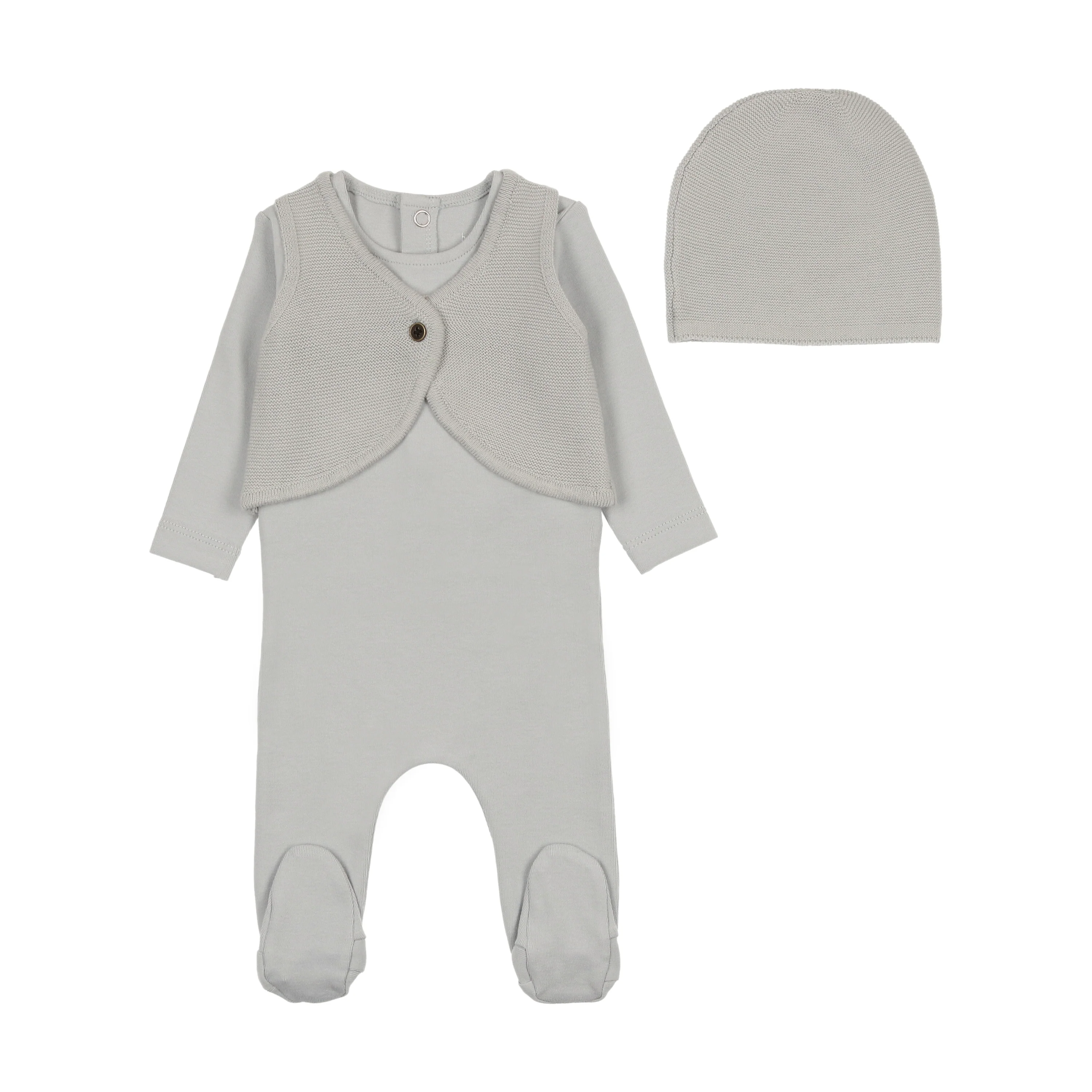 Bee & Dee Knit Applique Footie & Bonnet - London Fog