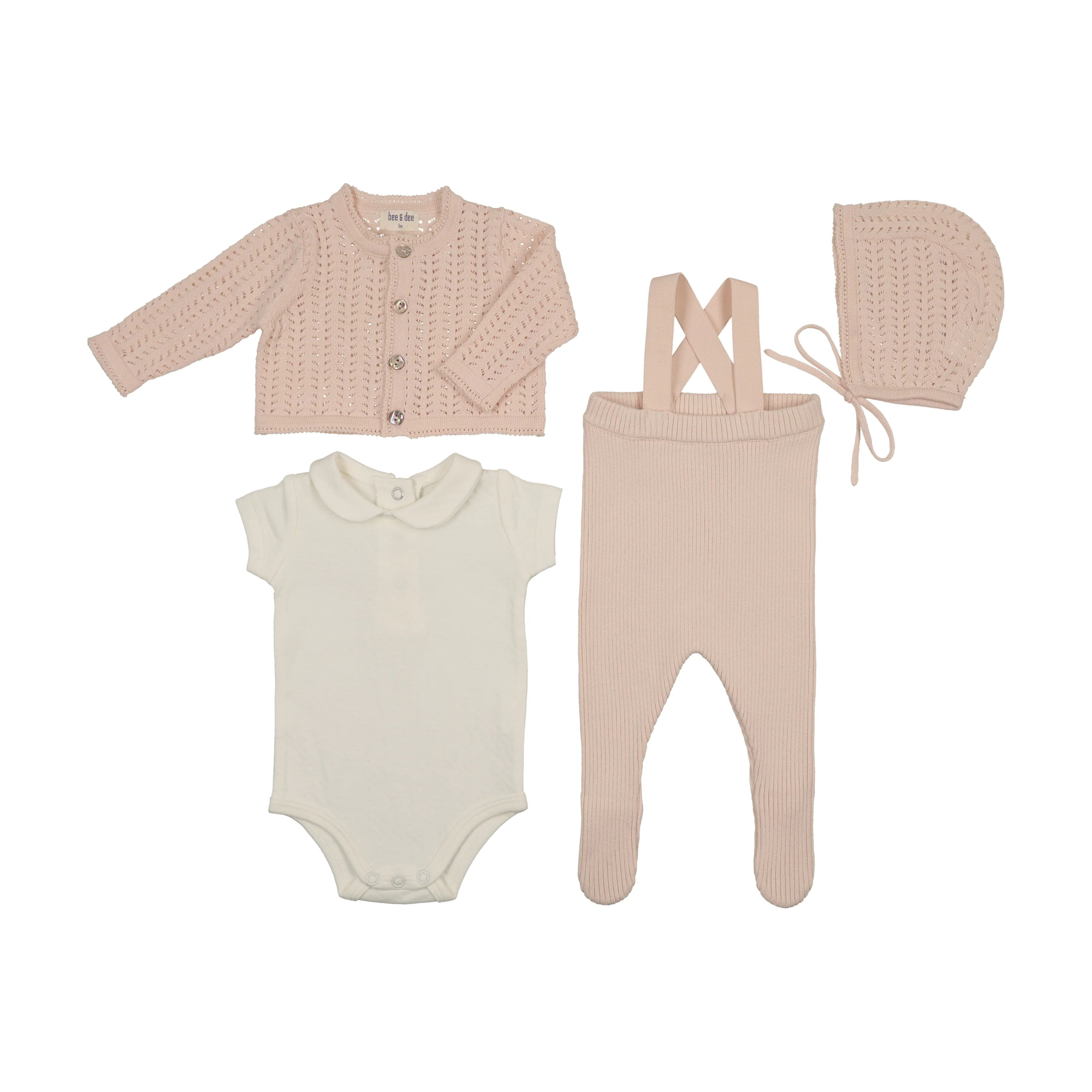 Bee & Dee Knit Ensemble - Pearly Pink (big sizes open feet)