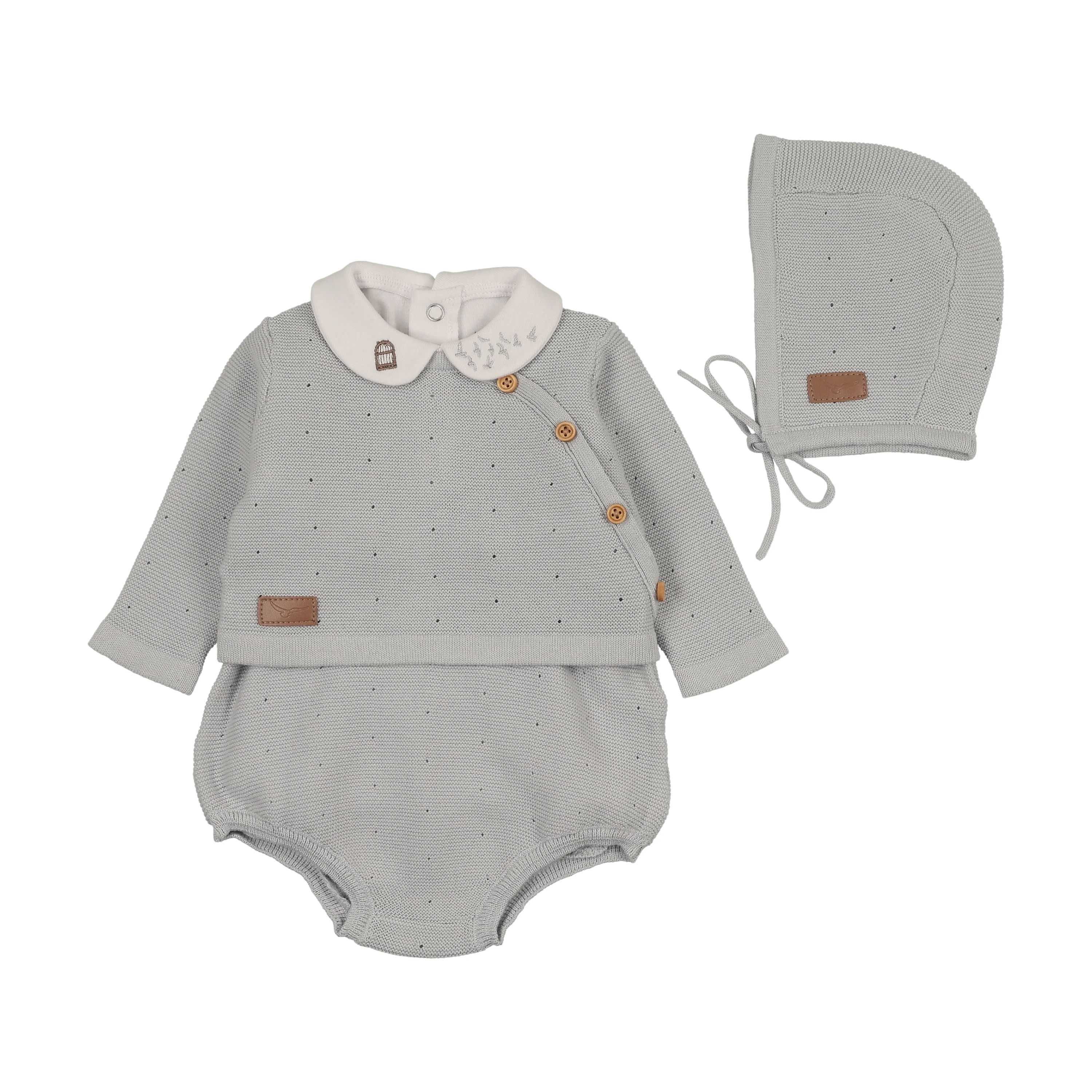 Bee & Dee Leather Detail Knit Outfit - Dusty Blue