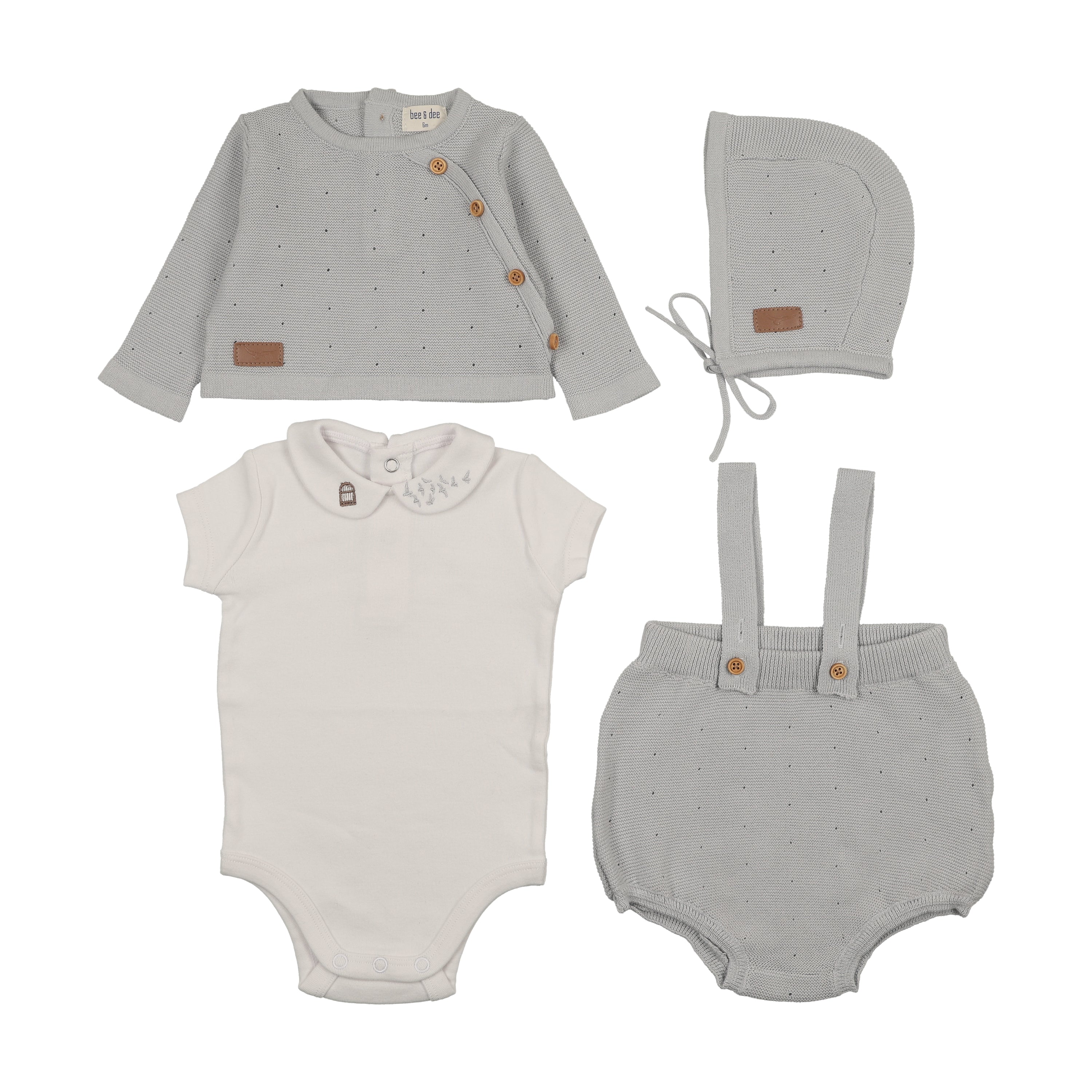 Bee & Dee Leather Detail Knit Outfit - Dusty Blue - Image 2