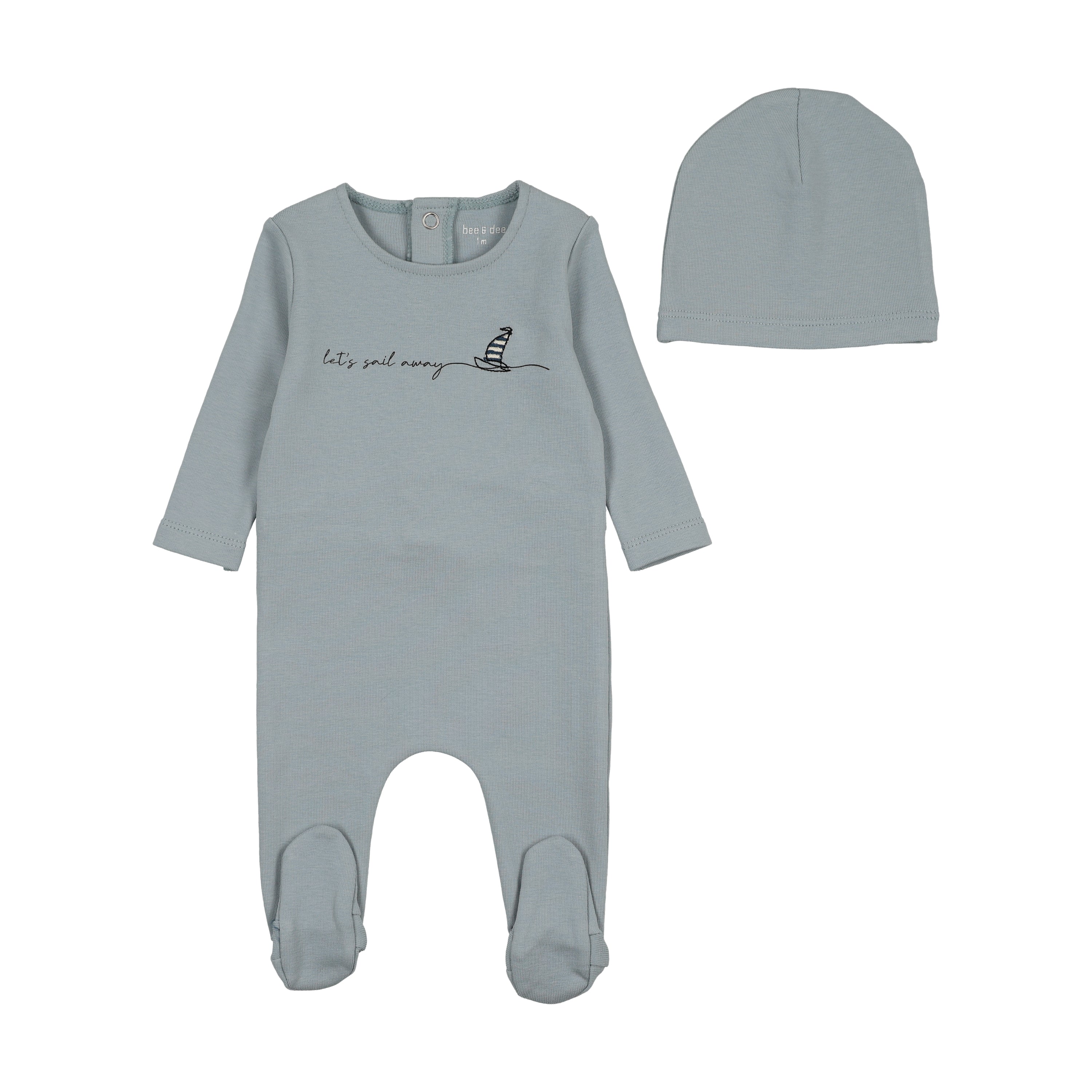 Bee & Dee Let's Go Footie And Beanie - Blue Fog