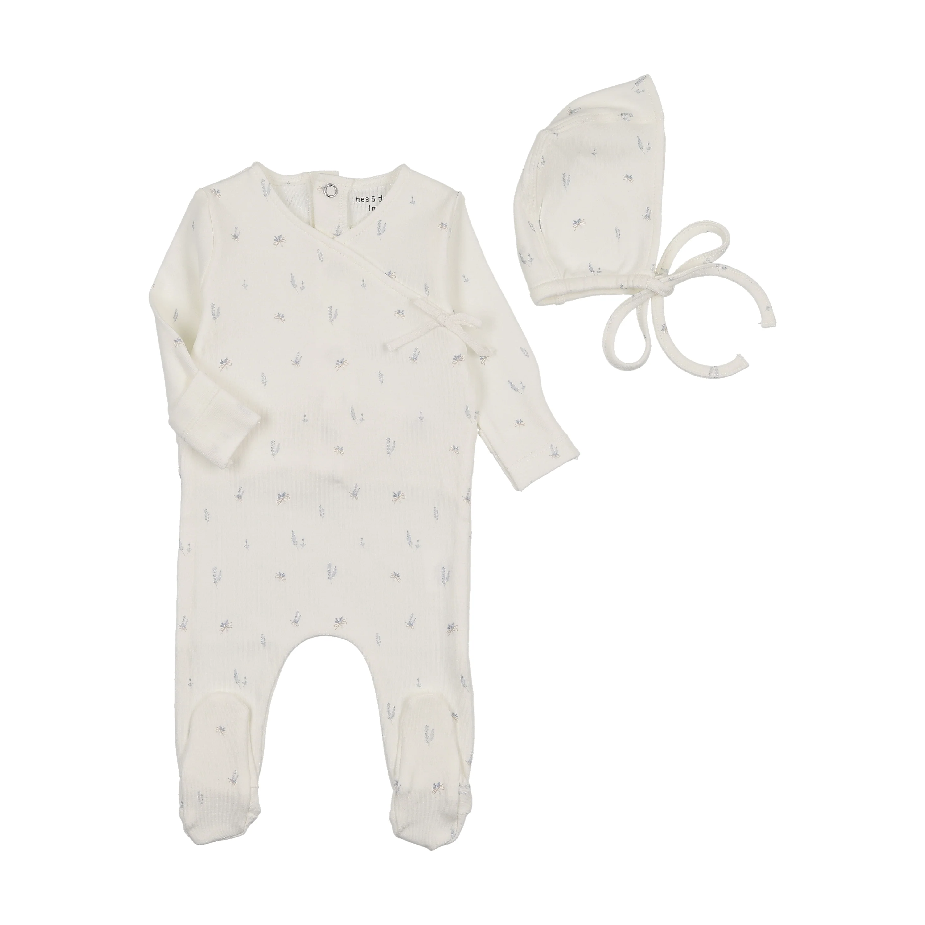 Bee & Dee Little Bundles Footie And Bonnet - Ivory Boys
