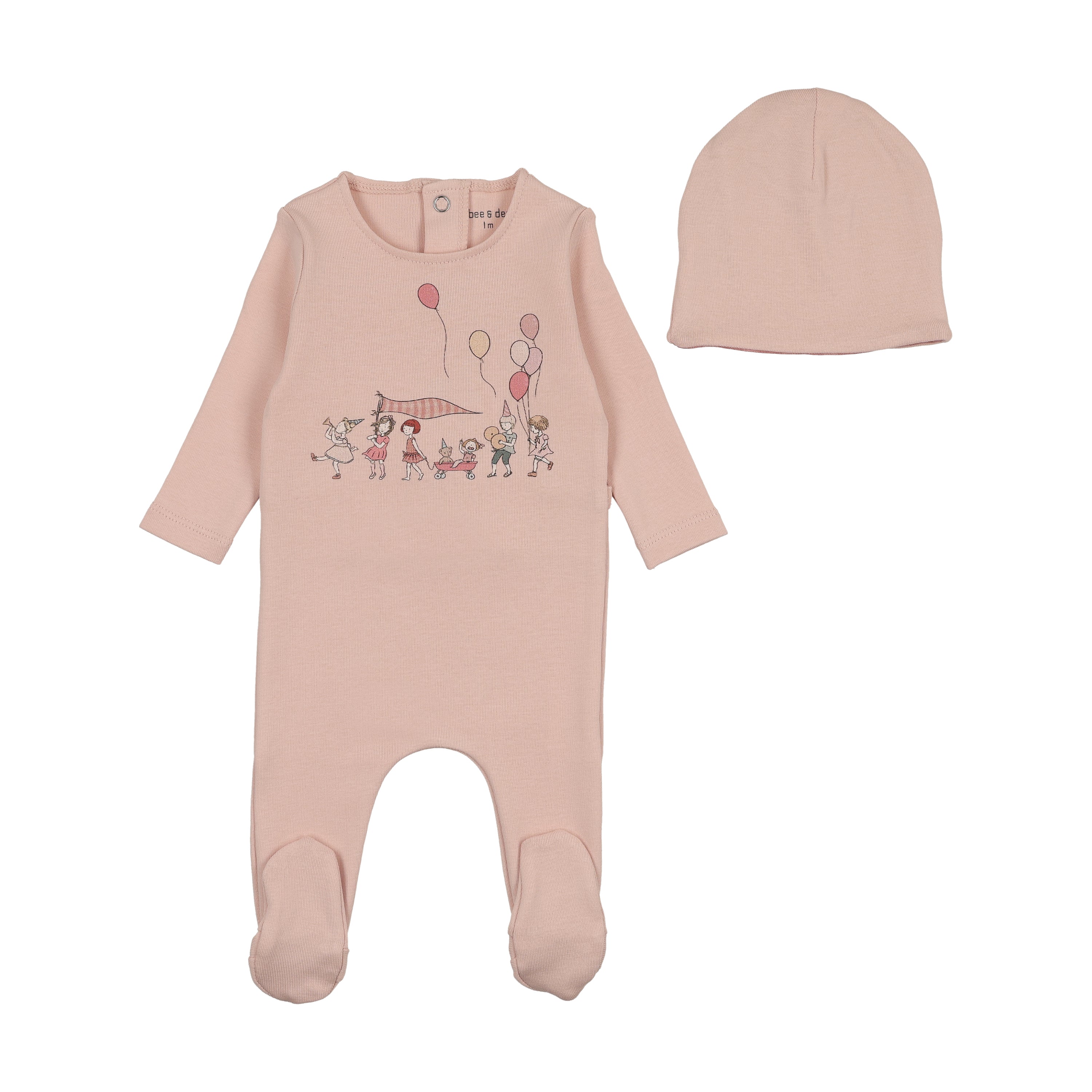 Bee & Dee Little Tot Parade Footie And Bonnet - Coral Pink