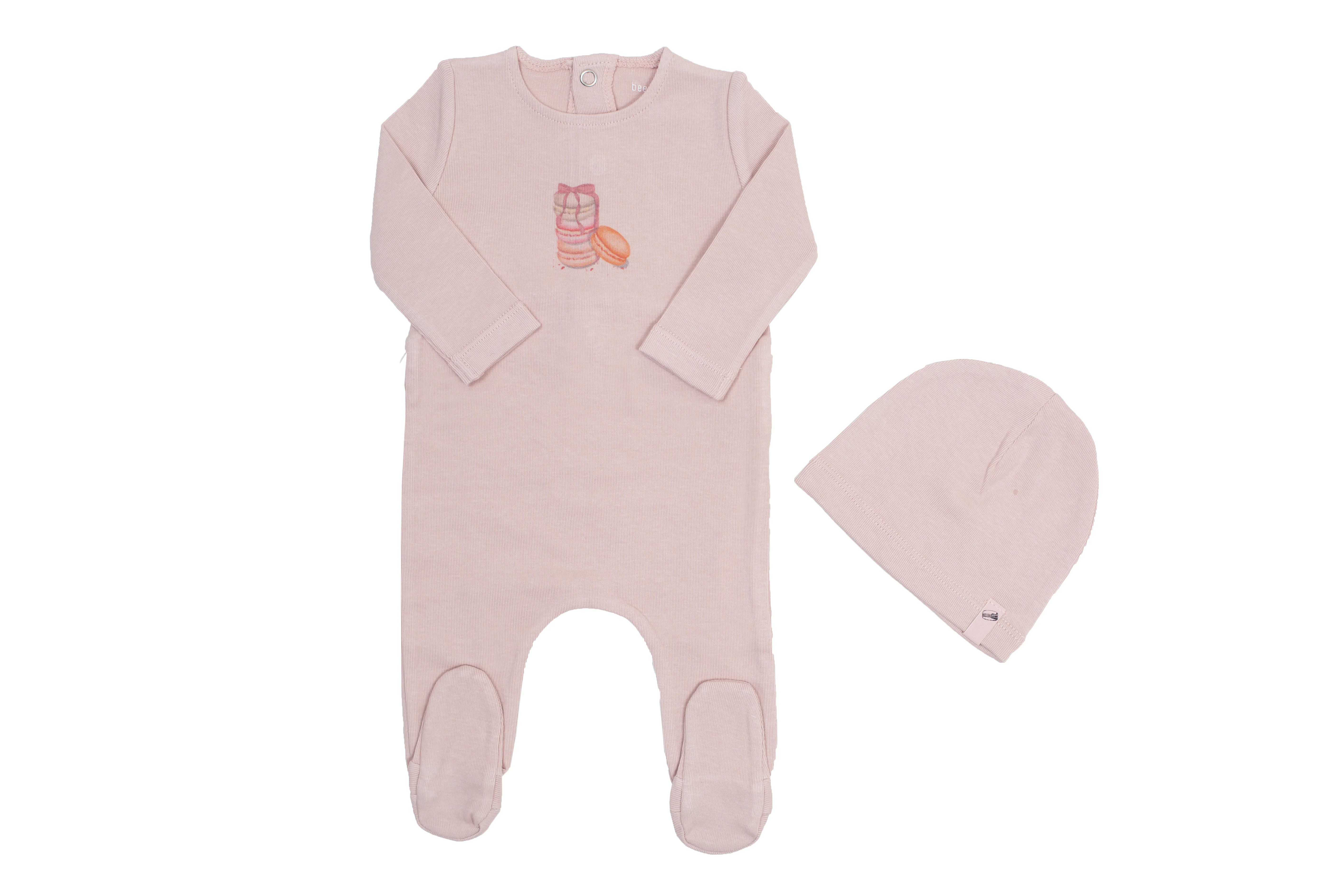 Bee & Dee Macaron Center Print Footie/Beanie - Blossom Pink