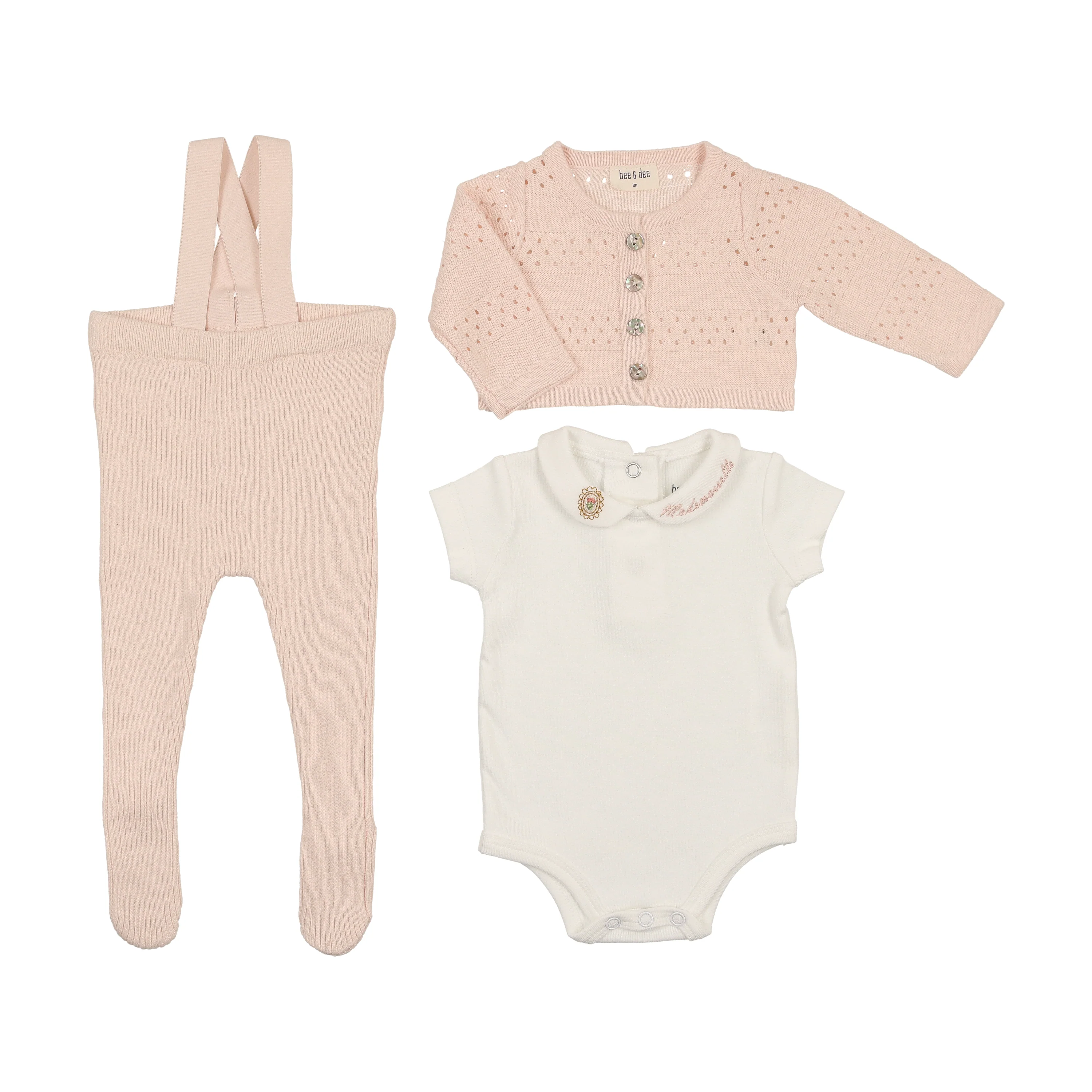 Bee & Dee Mademoiselle & Monsieur  Ensemble Layette Set - Pearly Pink - Image 2