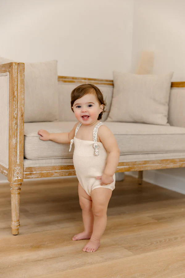 Bee & Dee Organic Ditsy Romper - Champagne Pink - Image 2