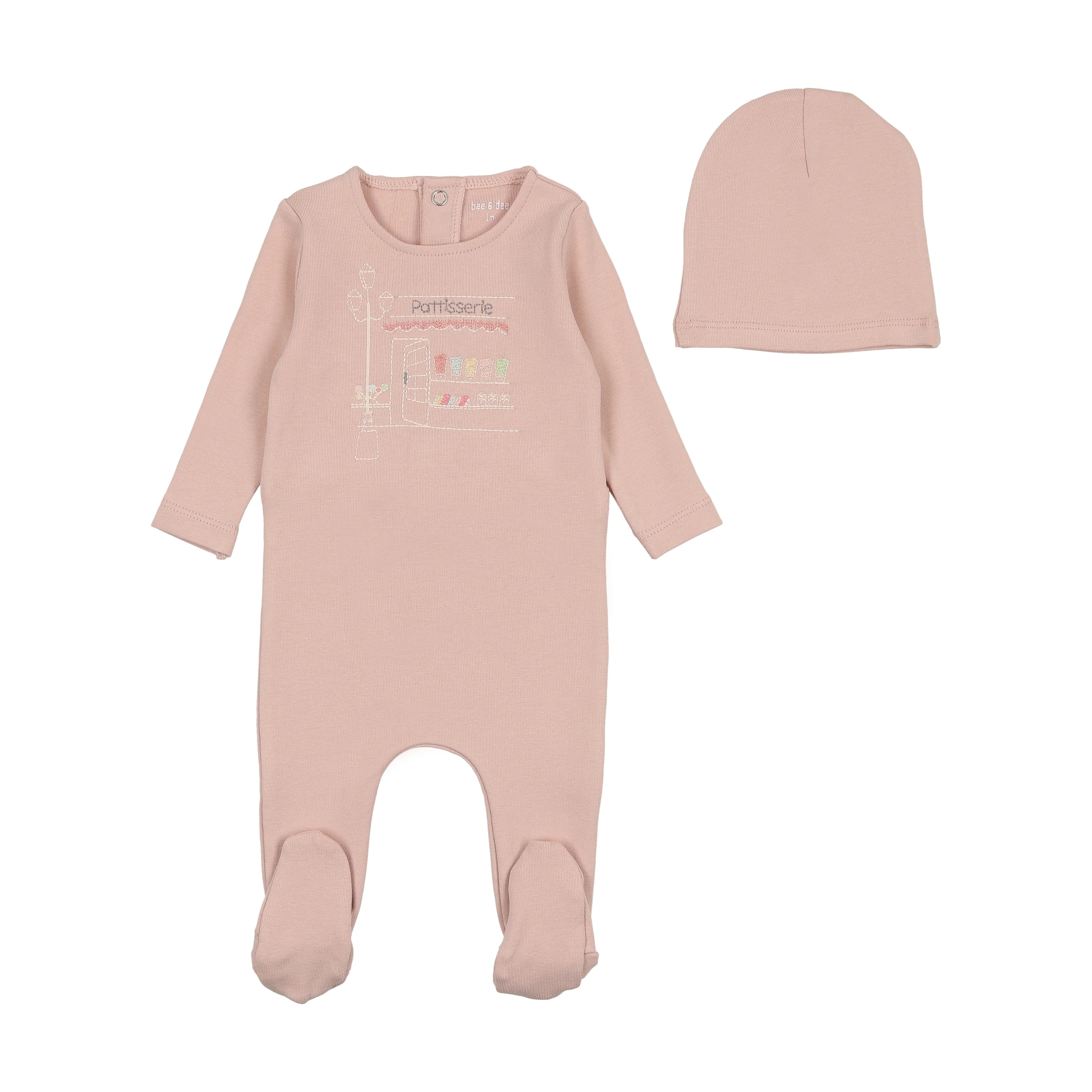 Bee & Dee Patisserie Footie & Beanie - Champagne Pink