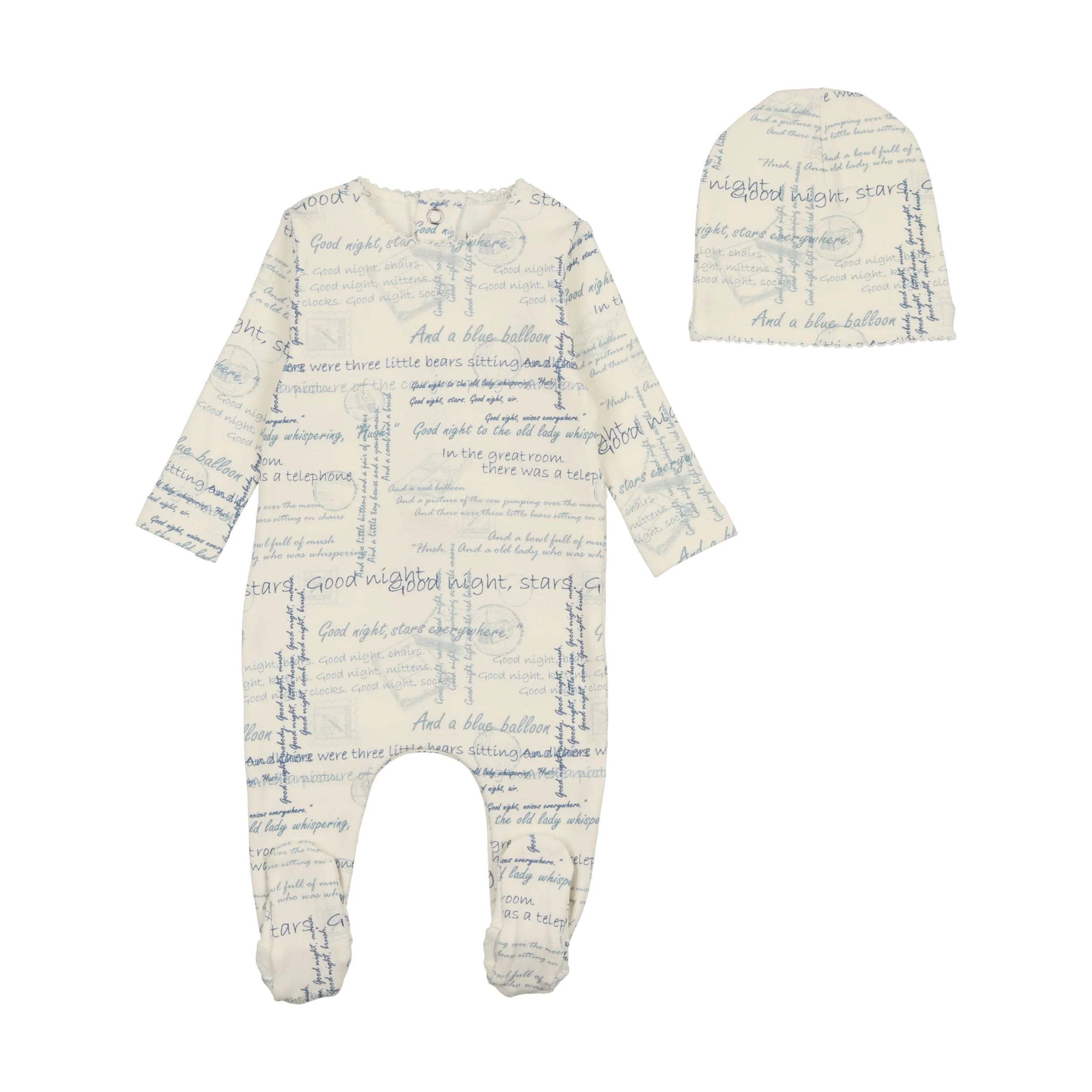 Bee & Dee Script Print Footie/Beanie-Boys Print