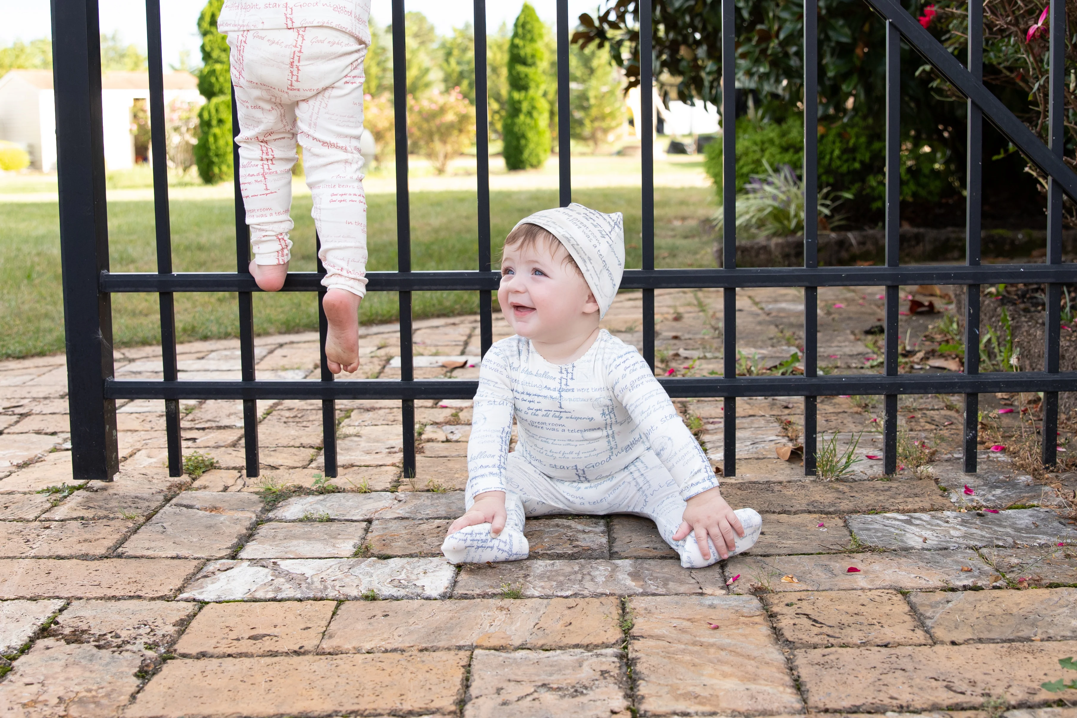 Bee & Dee Script Print Footie/Beanie-Boys Print - Image 2